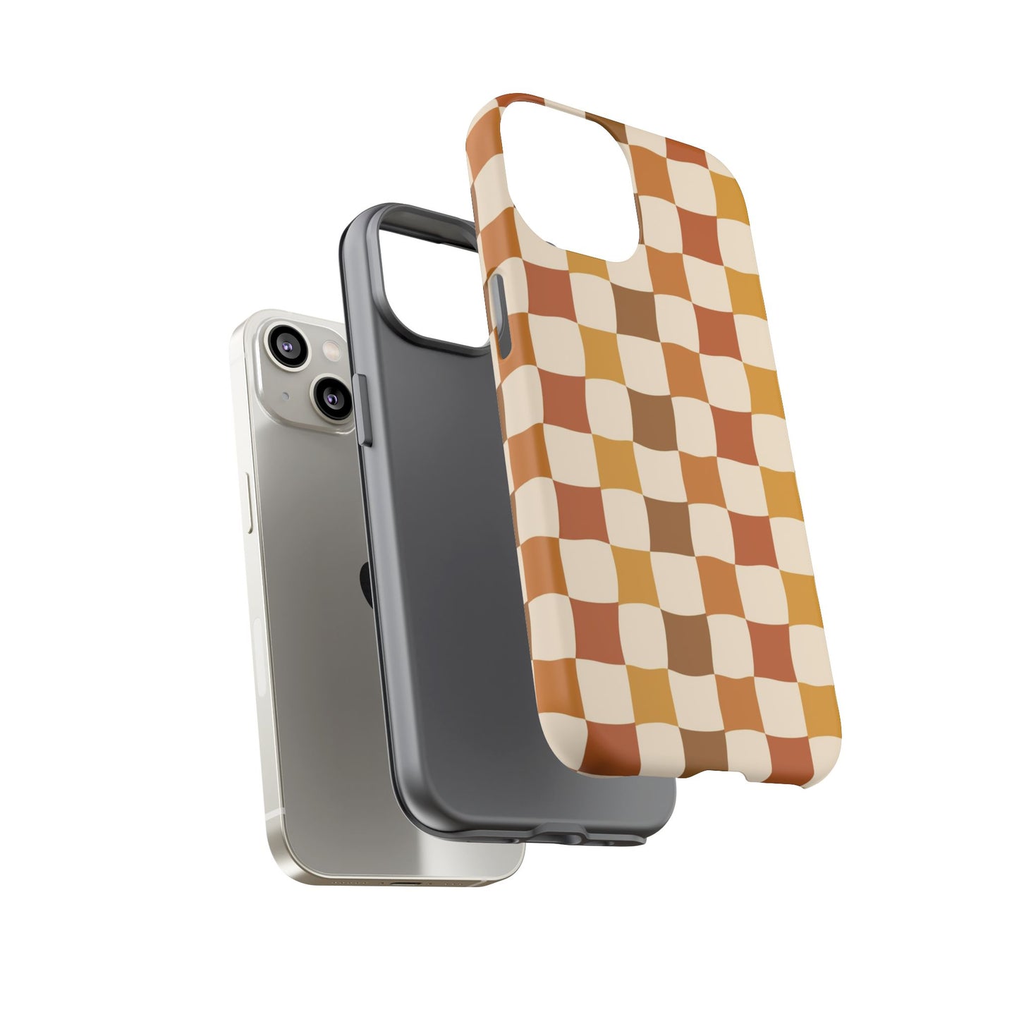 Boho Checked Phone Case, Checkerboard Design, Durable Protection, Phone Cover, Phone case For iPhone and Samsung, Trendy Phone Cover