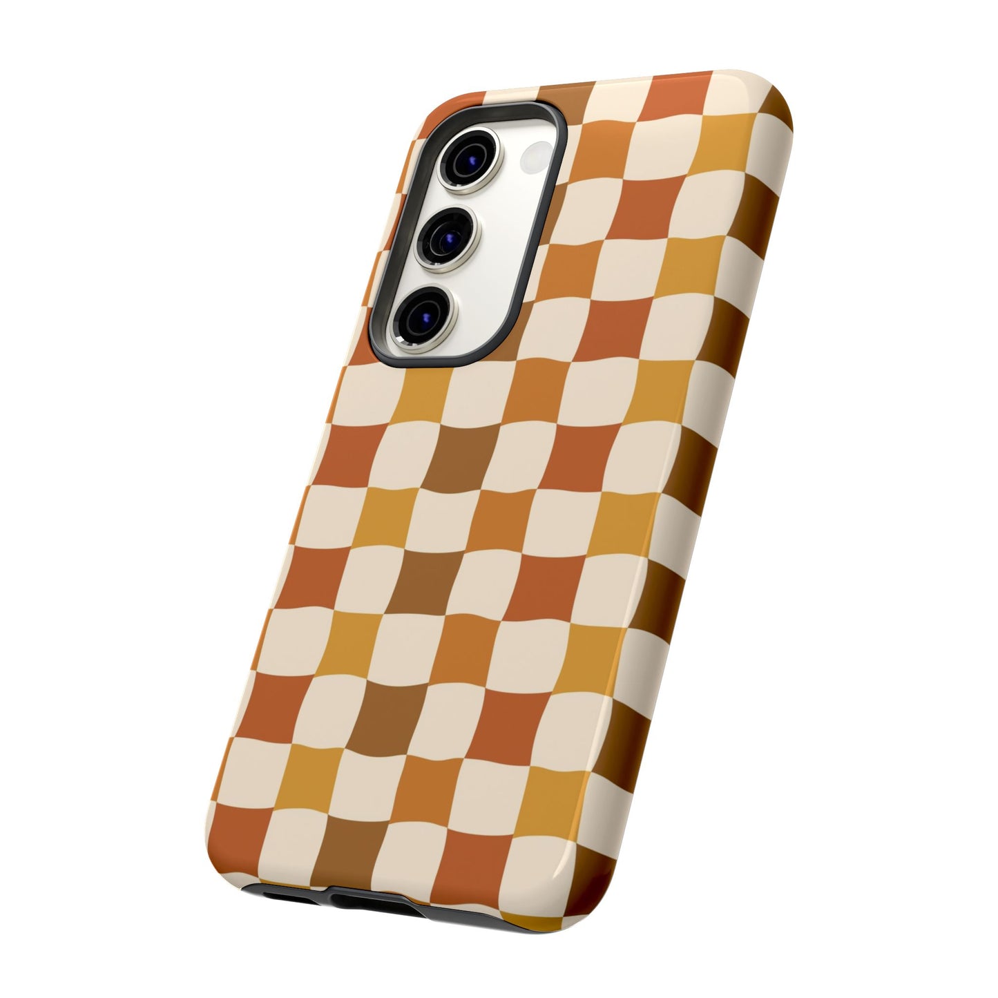 Boho Checked Phone Case, Checkerboard Design, Durable Protection, Phone Cover, Phone case For iPhone and Samsung, Trendy Phone Cover
