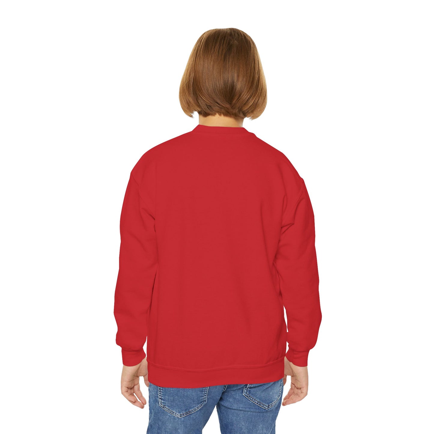 Festive Youth Crewneck Sweatshirt with Christmas Reindeer and Santa Hat, Holiday Gift for Kids, Winter Wear, Cozy Sweater, Christmas Apparel