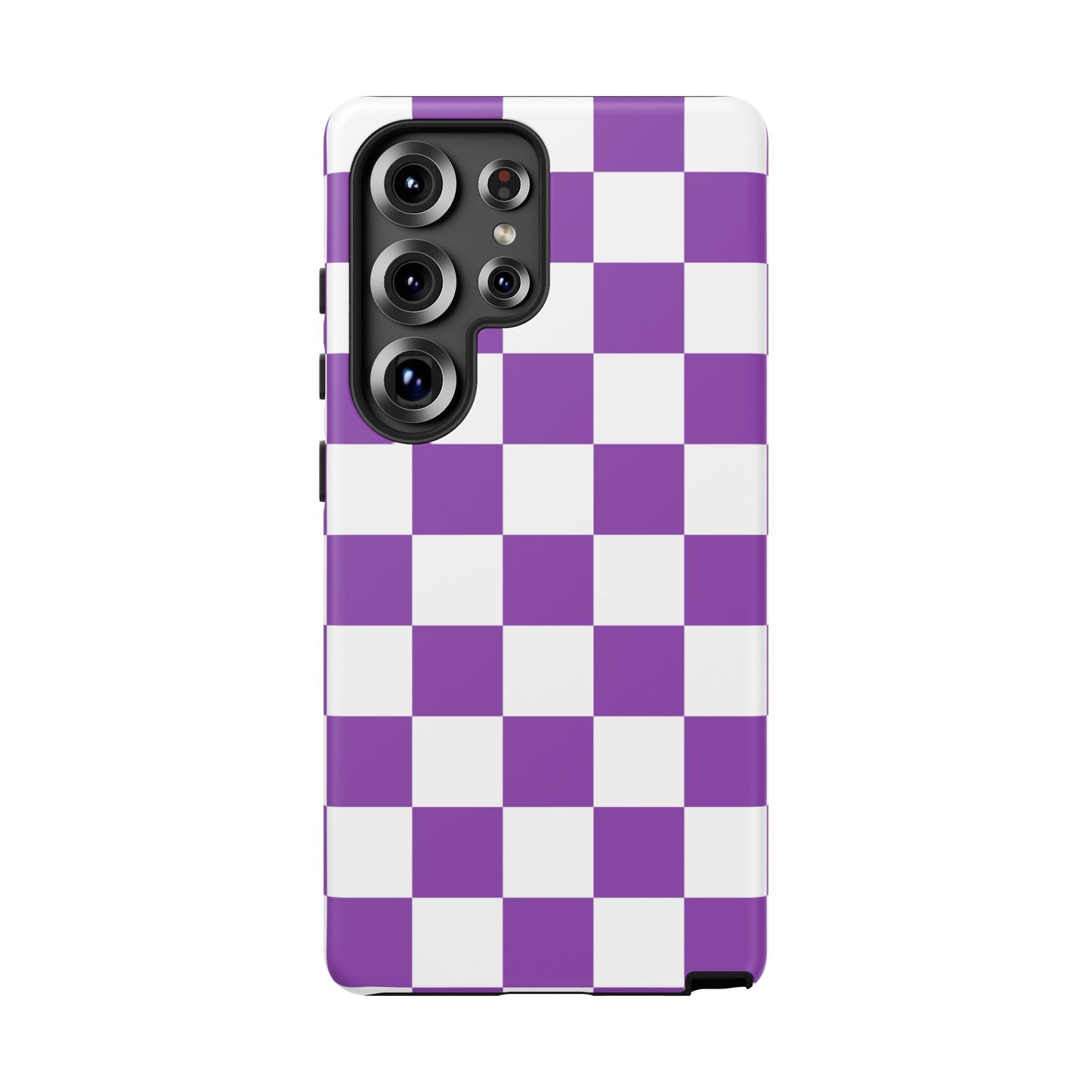 Purple Checkered Phone Case, Samsung Galaxy S25, S25 Plus, S24, S24 Plus, S24 Ultra, S23, S22, S22 Plus, S21 Ultra, S21 FE, S20+