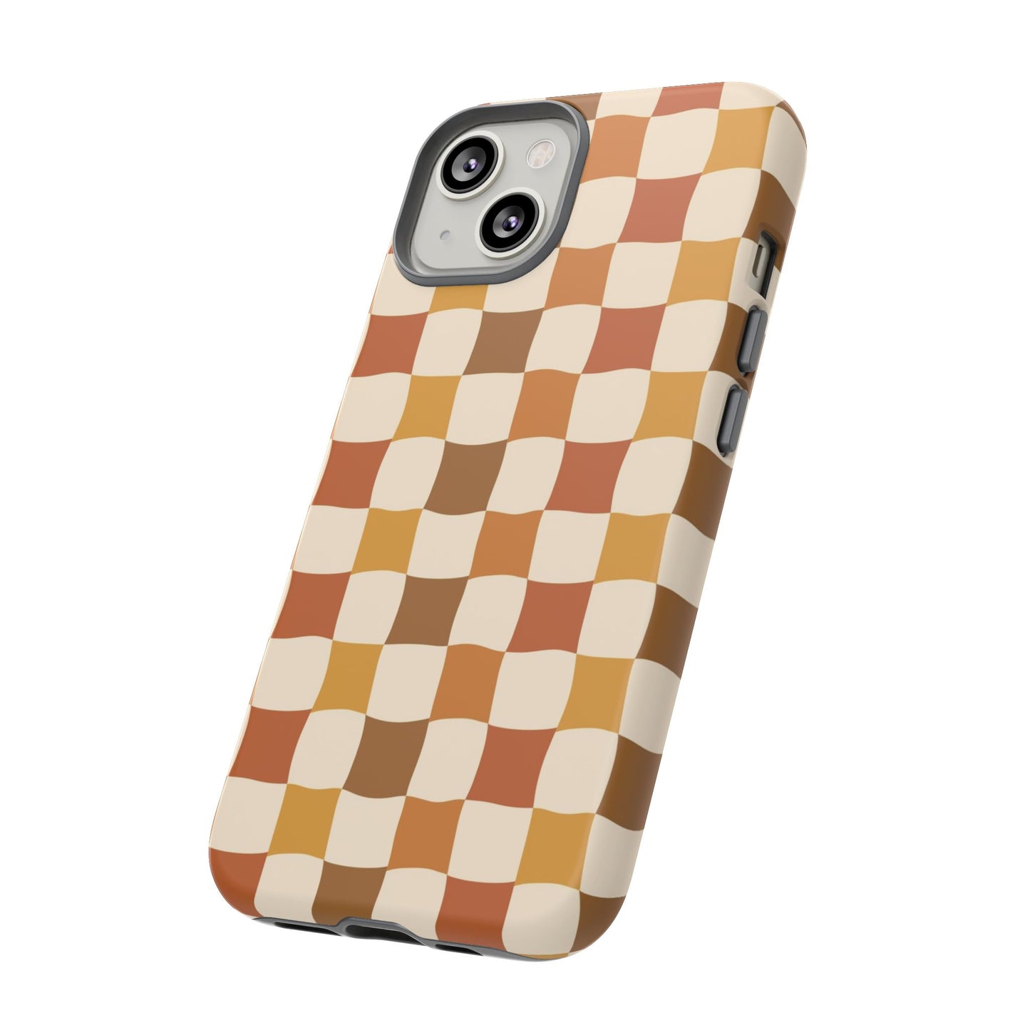 Boho Checked Phone Case, Checkerboard Design, Durable Protection, Phone Cover, Phone case For iPhone and Samsung, Trendy Phone Cover