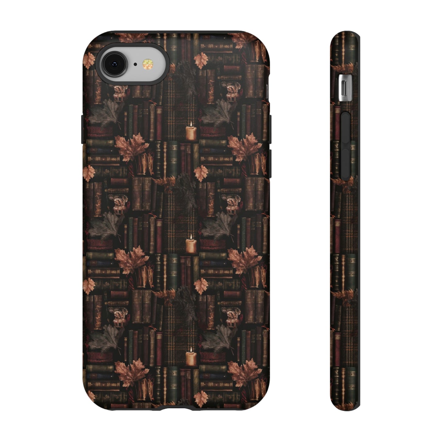 Gothic Phone Case Dark Academia Literary iPhone Samsung Cover with Books & Flowers, Phone case