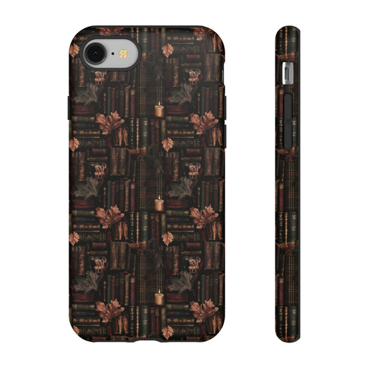 Gothic Phone Case Dark Academia Literary iPhone Samsung Cover with Books & Flowers, Phone case