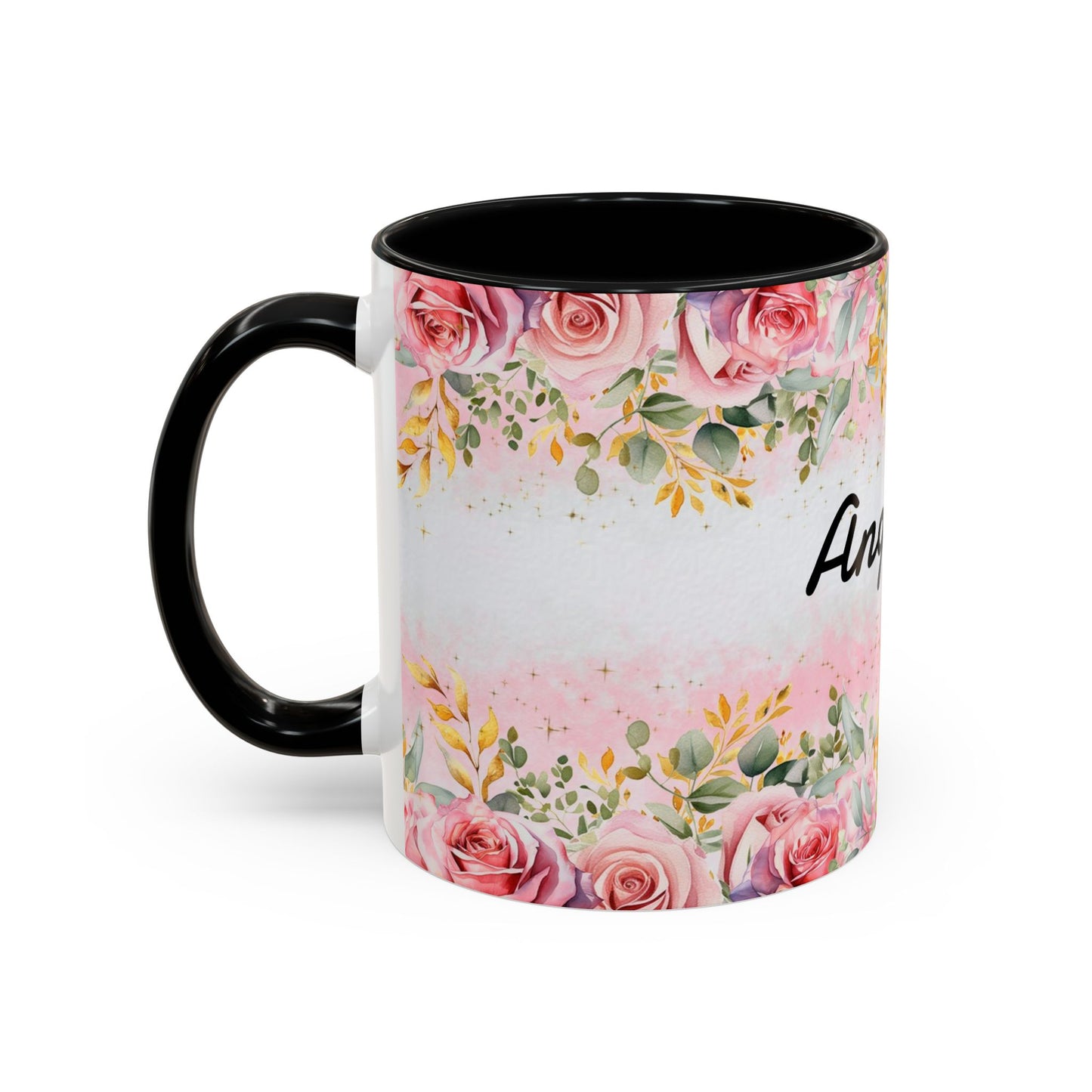 Personalized Floral Accent Coffee Mug, Custom Gift for Her, Birthday Mug, Floral Drinkware, Mother's Day Gift