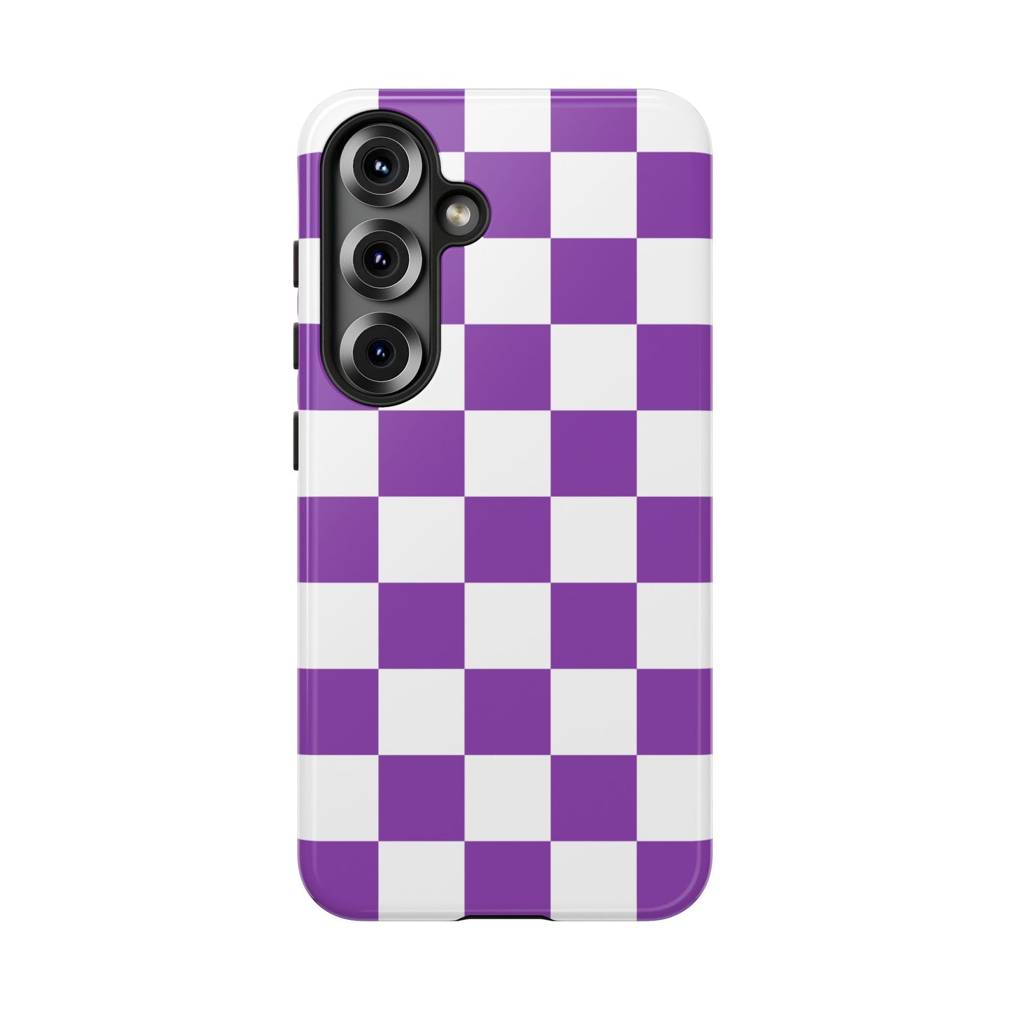 Purple Checkered Phone Case, Samsung Galaxy S25, S25 Plus, S24, S24 Plus, S24 Ultra, S23, S22, S22 Plus, S21 Ultra, S21 FE, S20+