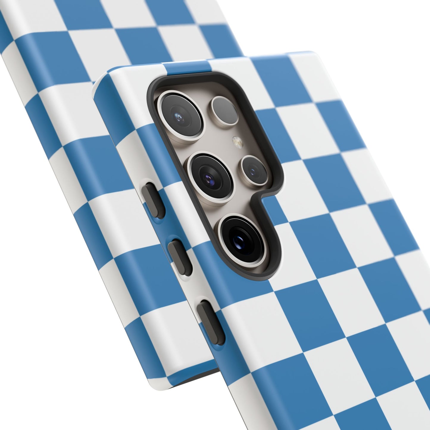 Blue Checkerboard Phone Case, Samsung Galaxy S25, S25 Plus, S24, S24 Plus, S24 Ultra, S23, S22, S22 Plus, S21 Ultra, S21 FE, S20+