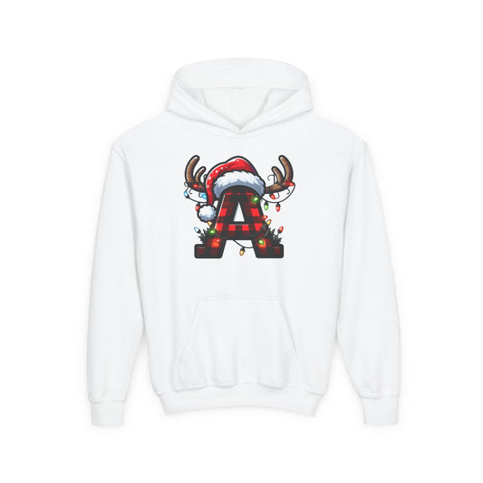 Personalized Festive Reindeer Hoodie for Kids, Christmas Sweatshirt hoodie, Holiday Gift, Cozy Winter Attire, Personalized Youth Hoody