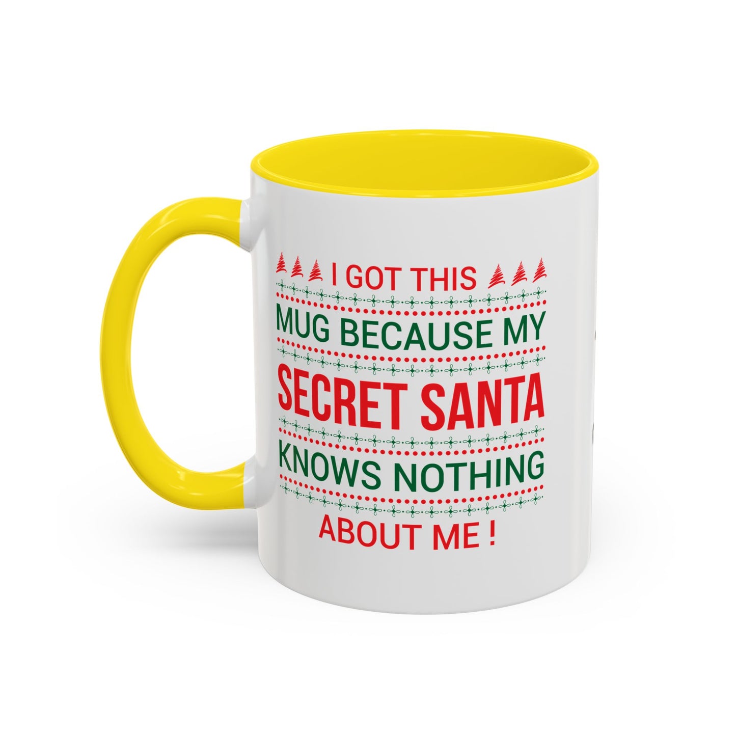 Personalized Secret Santa Accent Coffee Mug, Holiday Gift, Funny Christmas Mug, Unique Office Secret Santa Gift, Custom Drinkware