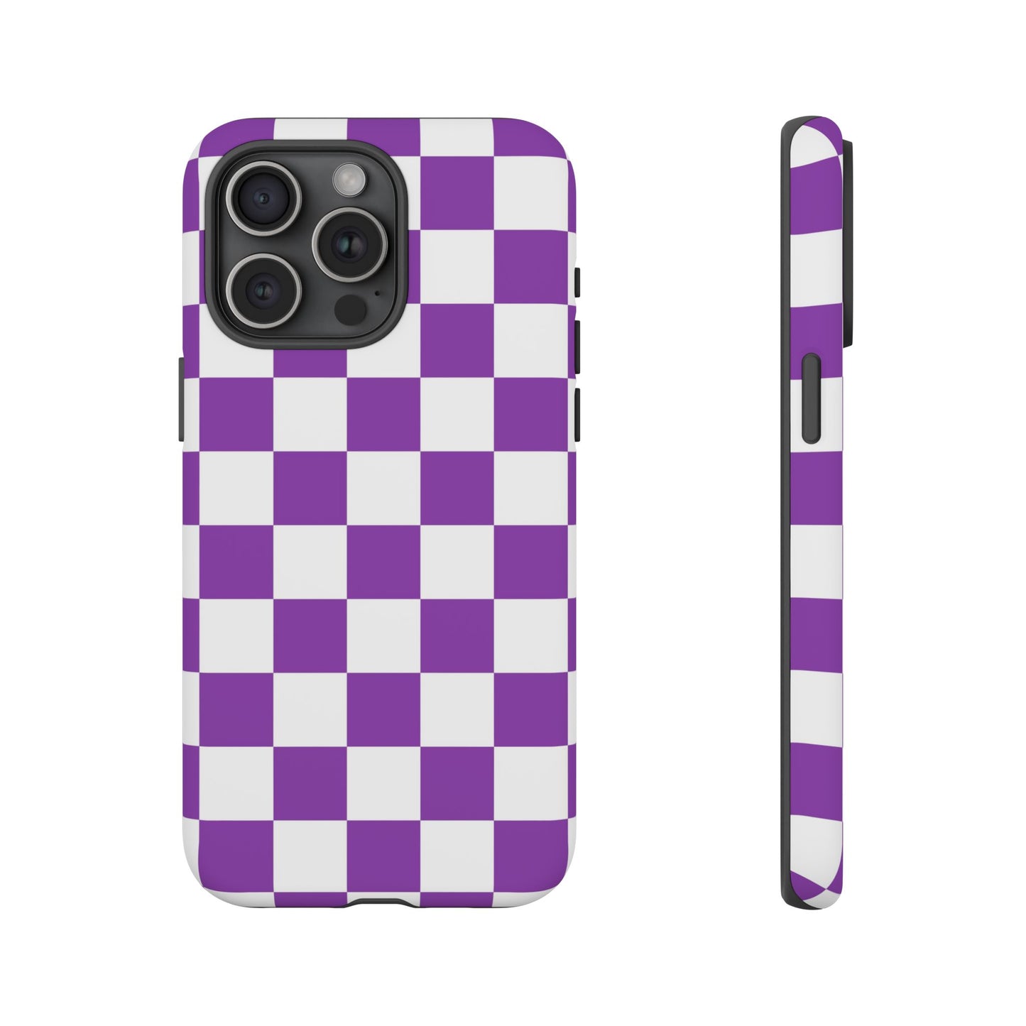 Purple Checkered Phone Case,  iPhone 17 Pro, 17, 16, 15, 14, 13, 12, 11, X, XR, XS MAX, Trendy Gift for Friends, Accessory for Occasions