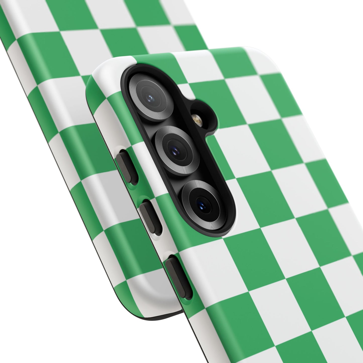 Green Checkered Phone Case, Phone Cases Samsung Galaxy S25, S25 Plus, S24, S24 Plus, S24 Ultra, S23, S22, S22 Plus, S21 Ultra, S21 FE, S20+