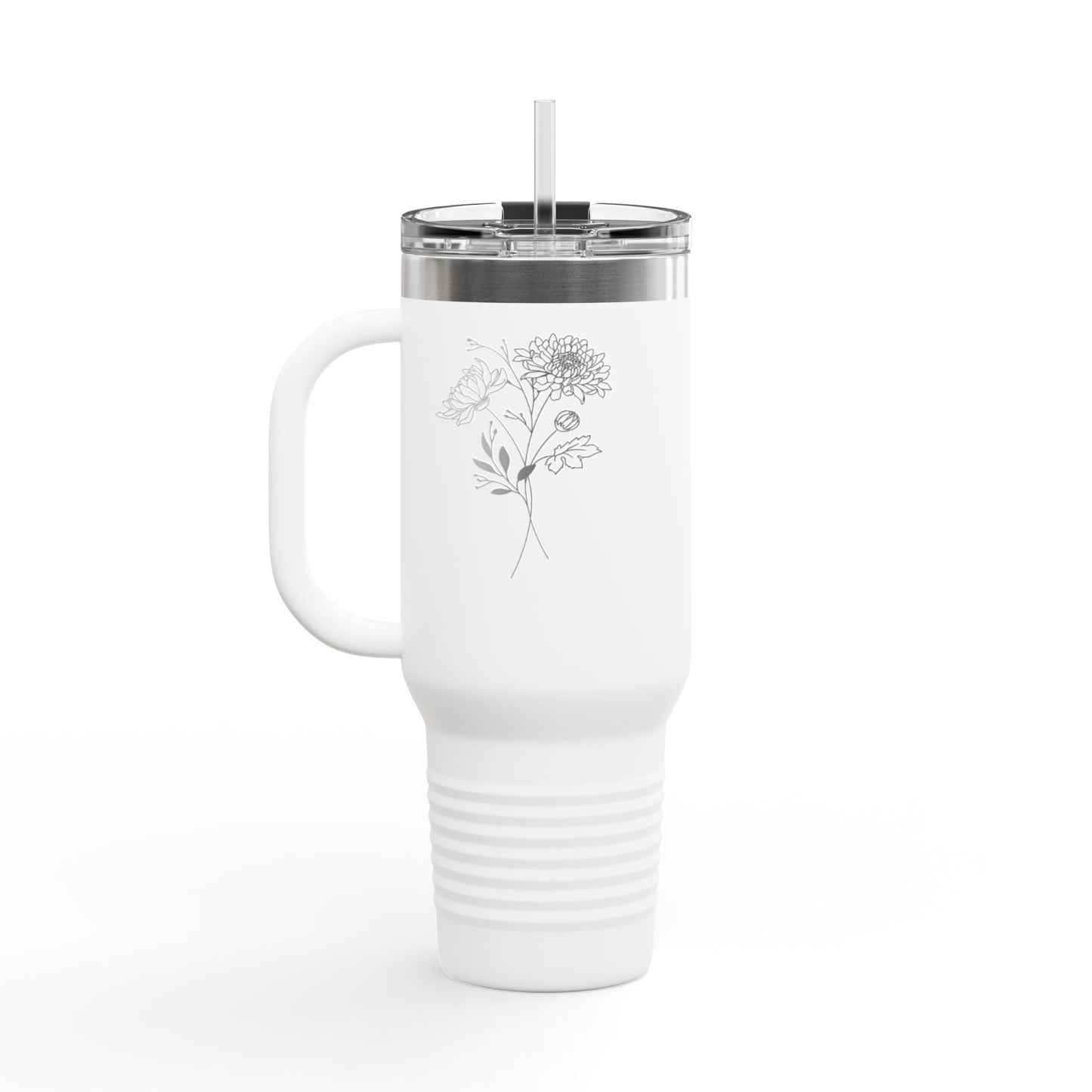 Personalized Floral Insulated Travel Mug, Coffee Tumbler, Eco-friendly Travel Mug, Holiday Gift, Tumbler for On-the-Go,  Christmas Gifts