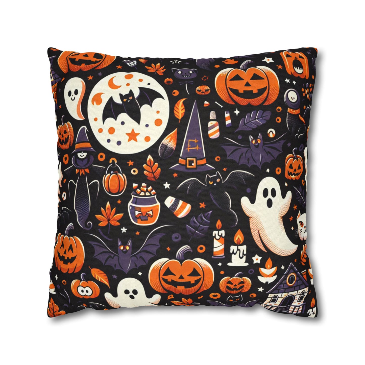 Spooky Halloween Pillowcase, Cozy Decor for Fall, Trick or Treat, Ghost And Pumpkin Cushion Cover, Autumn Vibes Throw Pillow