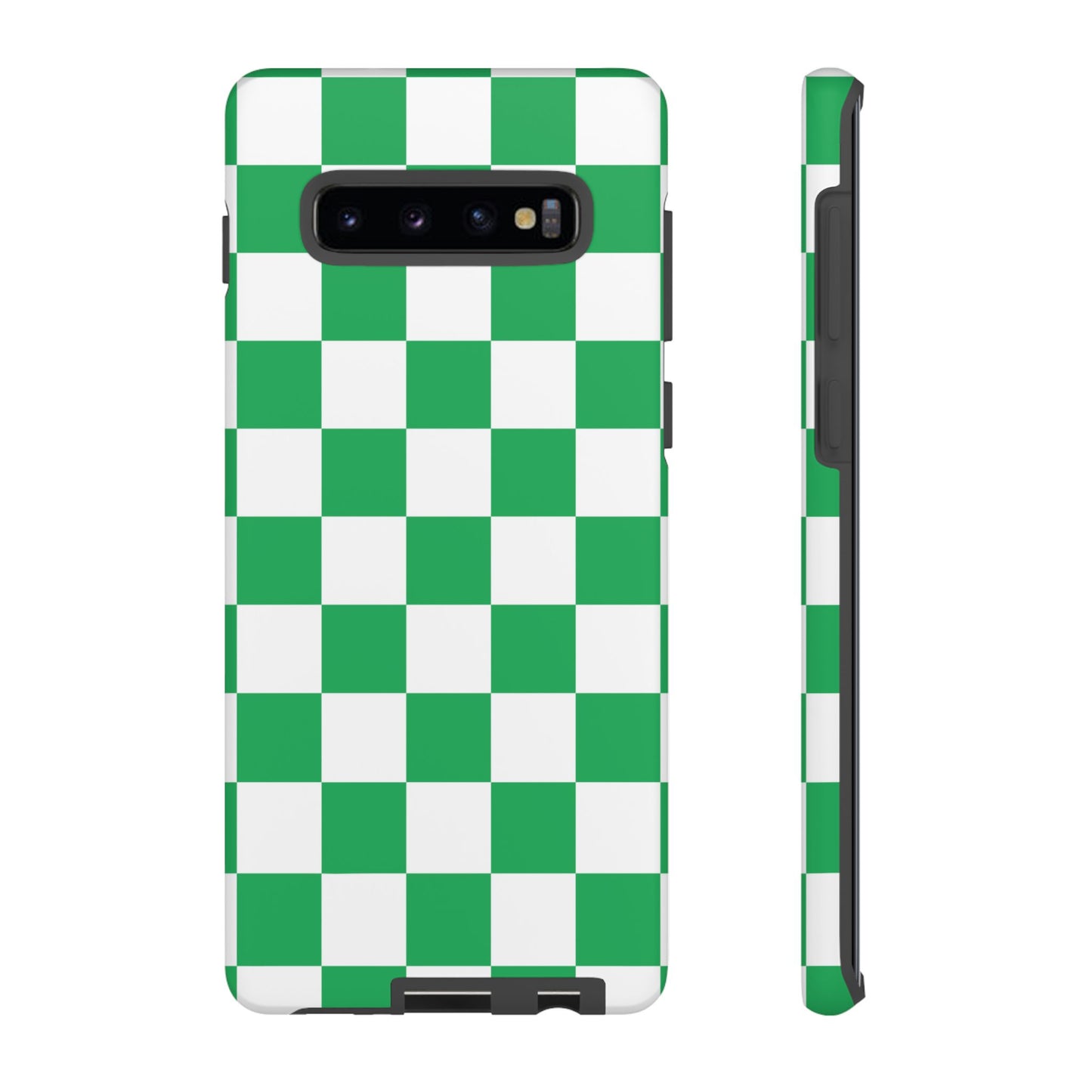 Green Checkered Phone Case, Phone Cases Samsung Galaxy S25, S25 Plus, S24, S24 Plus, S24 Ultra, S23, S22, S22 Plus, S21 Ultra, S21 FE, S20+