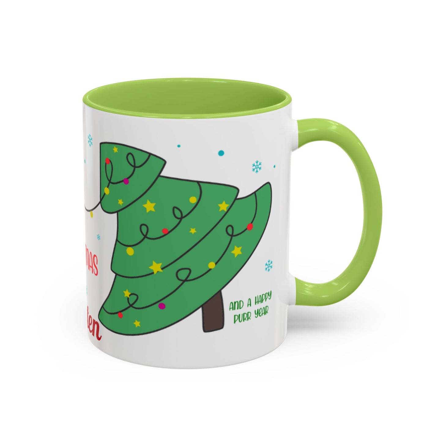 Personalized Meowy Christmas Accent Mug, Funny Holiday Coffee Cup, Cat Lover Gift, Festive Drinkware, Christmas Decor, Personalized Mug