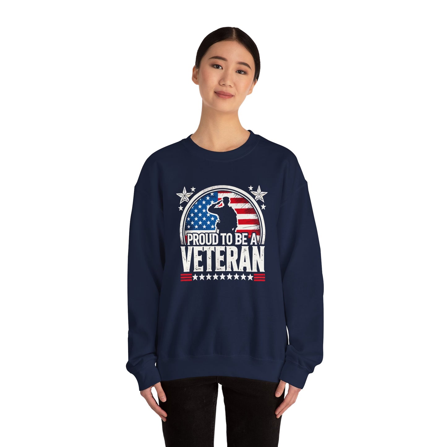 Proud Veteran Crewneck Sweatshirt, Veterans Day Gift, Military Tribute, USA Flag Apparel, Casual Comfort Wear, Gift for veteran Father
