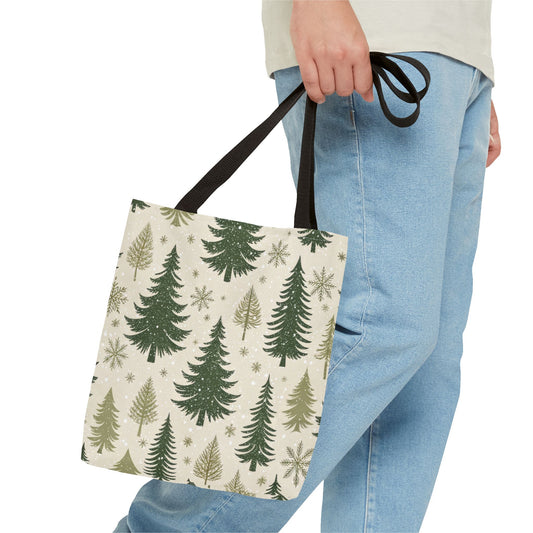 Holiday Pine Tree Tote Bag, Tote Bag, Christmas Tote Bag, Perfect Christmas Gift, Festive Green Design, Seasonal Accessories