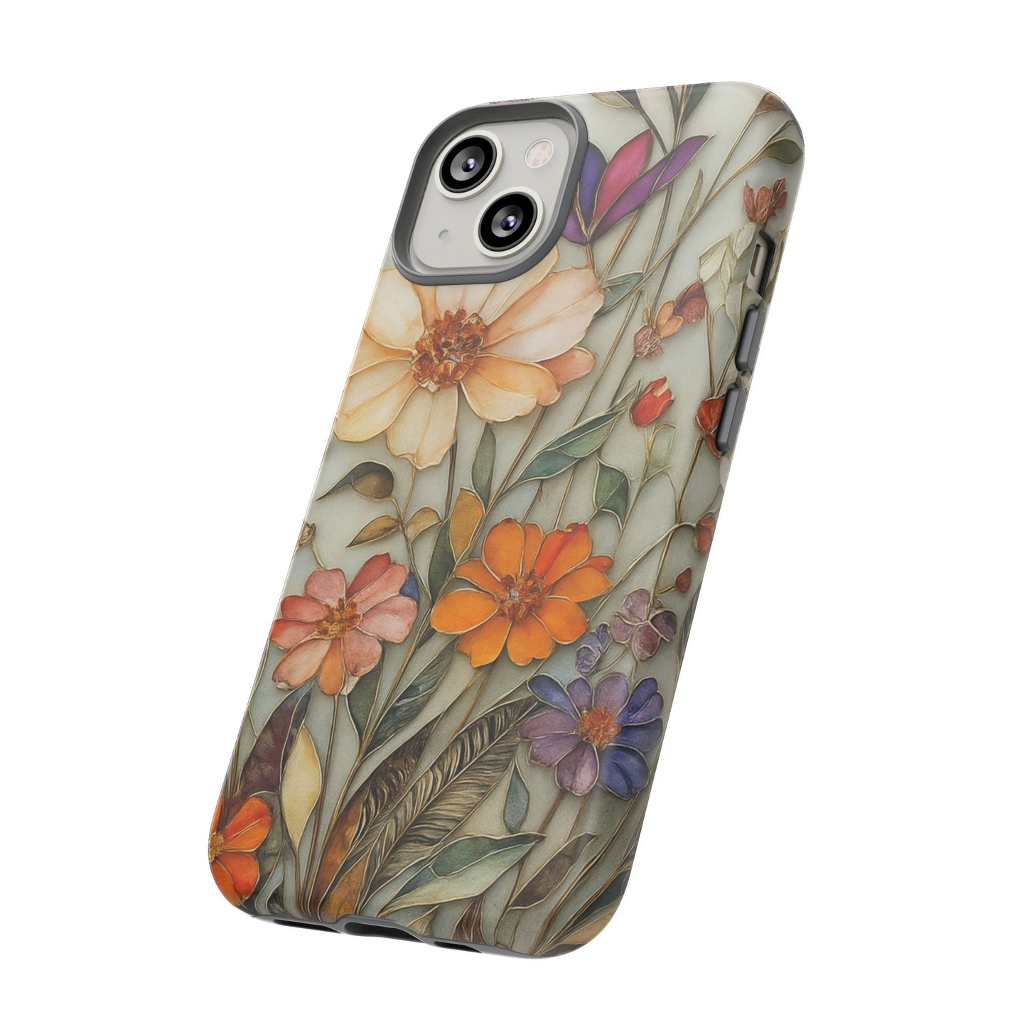 Phone case For iPhone & Samsung, Wildflower Mosaic MagSafe iPhone Case: Botanical Floral Design iPhone