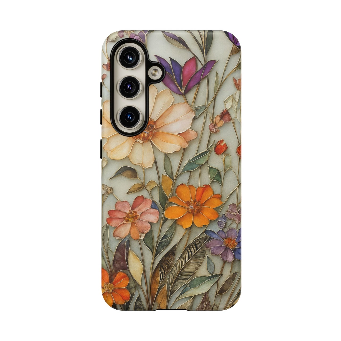 Phone case For iPhone & Samsung, Wildflower Mosaic MagSafe iPhone Case: Botanical Floral Design iPhone