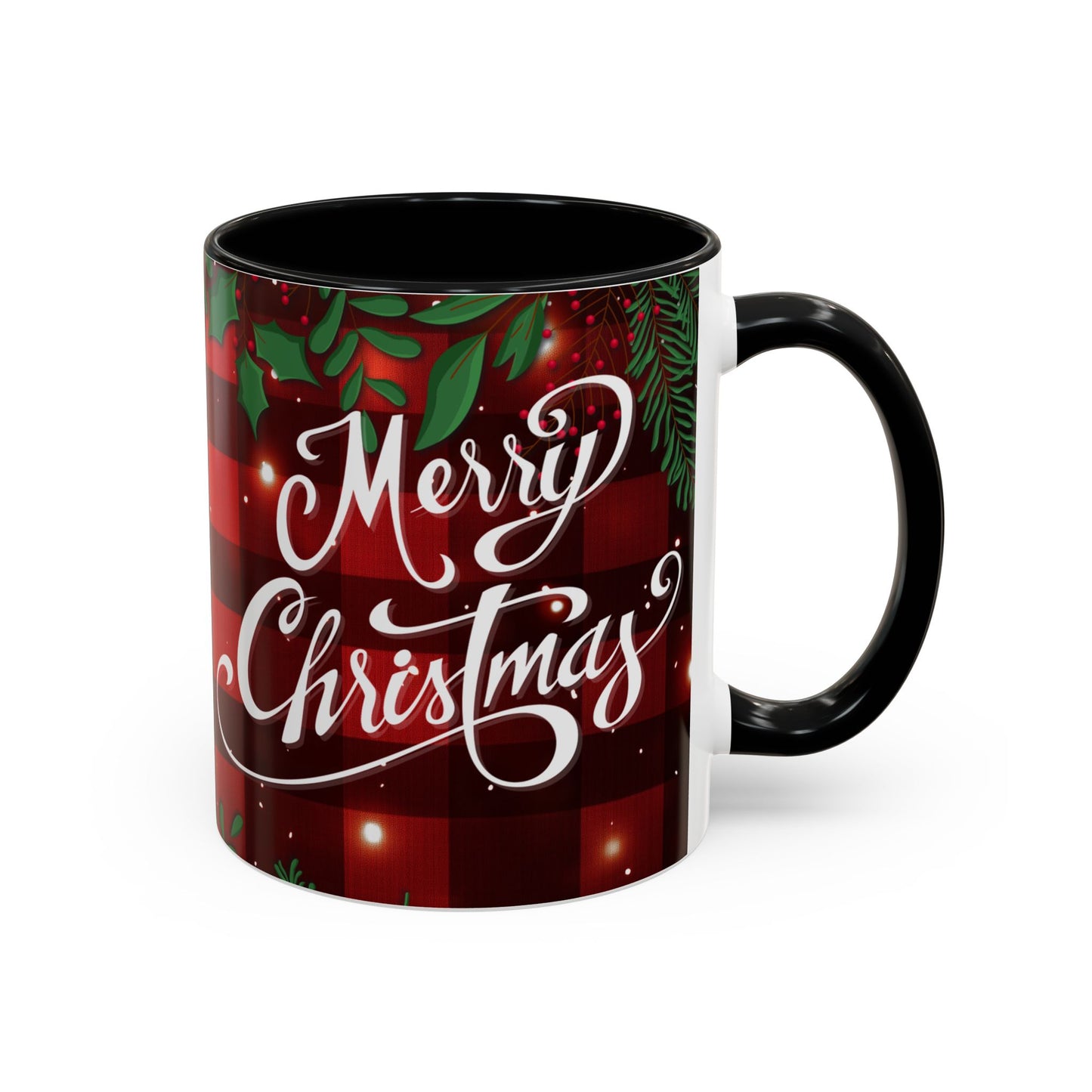 Personalized  Merry Christmas Accent Coffee Mug, Holiday Gift, Xmas Decor, Festive Beverage Cup, Custom Holiday Mug