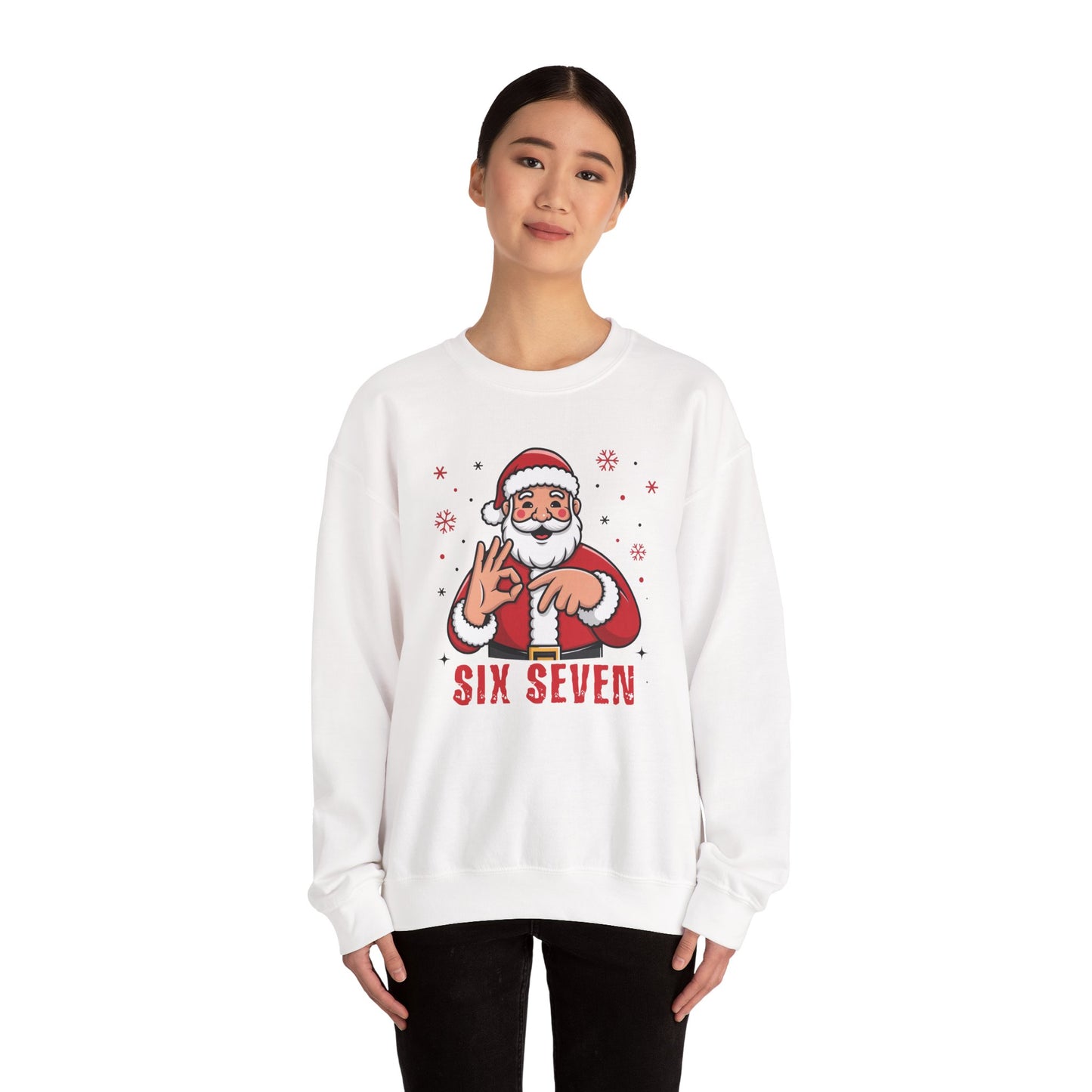 Six Seven Santa Funny Christmas Sweatshirt Cozy Holiday Crewneck for Men & Women | Santa Graphic Pullover | Warm Festive Gift for Friends