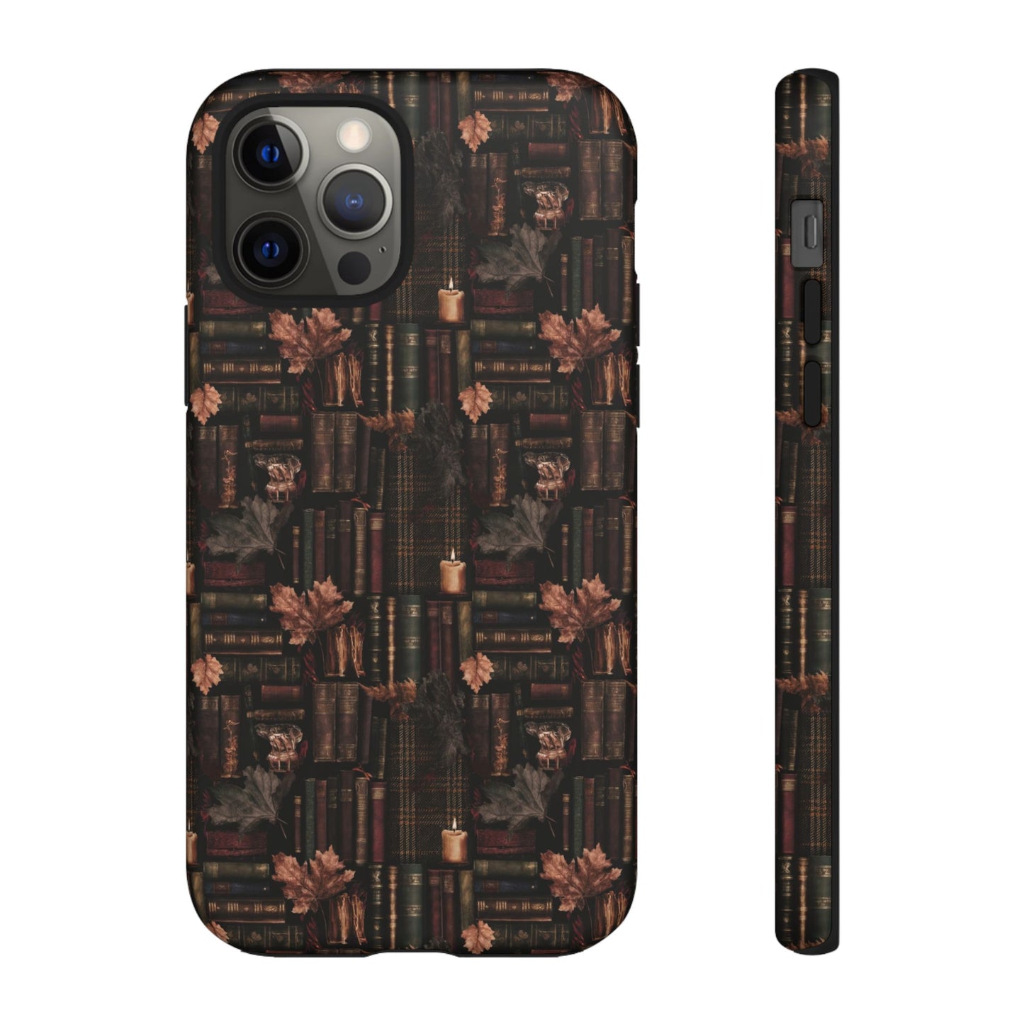 Gothic Phone Case Dark Academia Literary iPhone Samsung Cover with Books & Flowers, Phone case