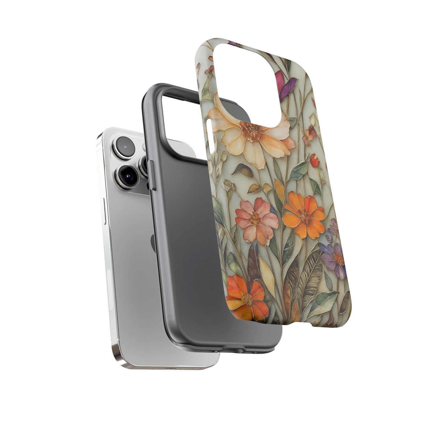 Phone case For iPhone & Samsung, Wildflower Mosaic MagSafe iPhone Case: Botanical Floral Design iPhone