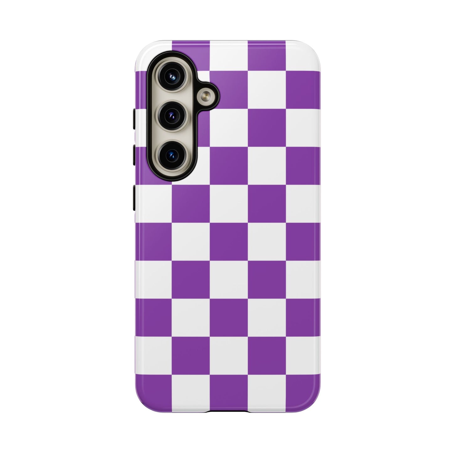 Purple Checkered Phone Case, Samsung Galaxy S25, S25 Plus, S24, S24 Plus, S24 Ultra, S23, S22, S22 Plus, S21 Ultra, S21 FE, S20+