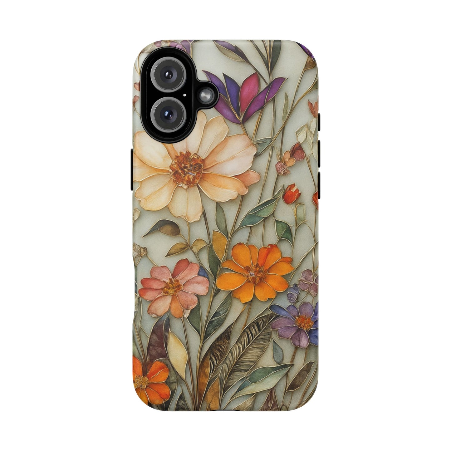 Phone case For iPhone & Samsung, Wildflower Mosaic MagSafe iPhone Case: Botanical Floral Design iPhone