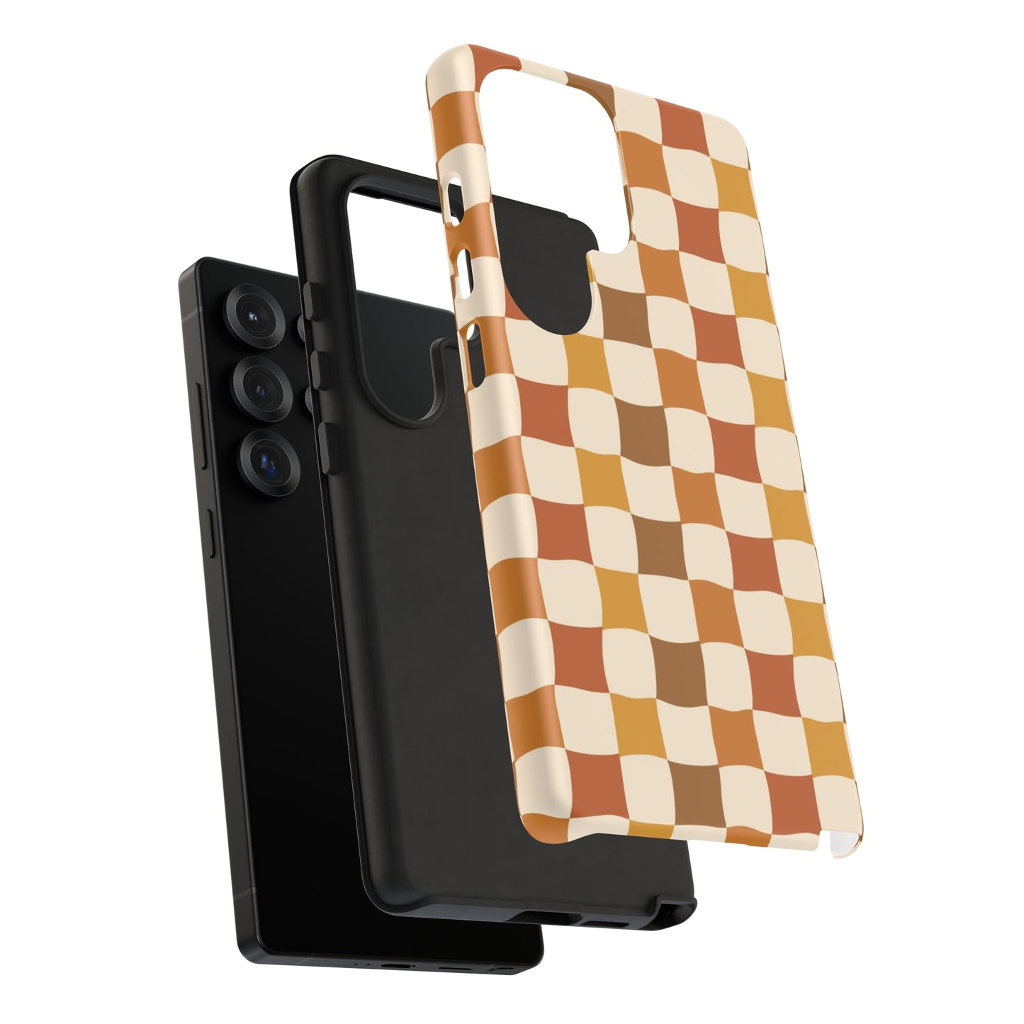 Boho Checked Phone Case, Checkerboard Design, Durable Protection, Phone Cover, Phone case For iPhone and Samsung, Trendy Phone Cover