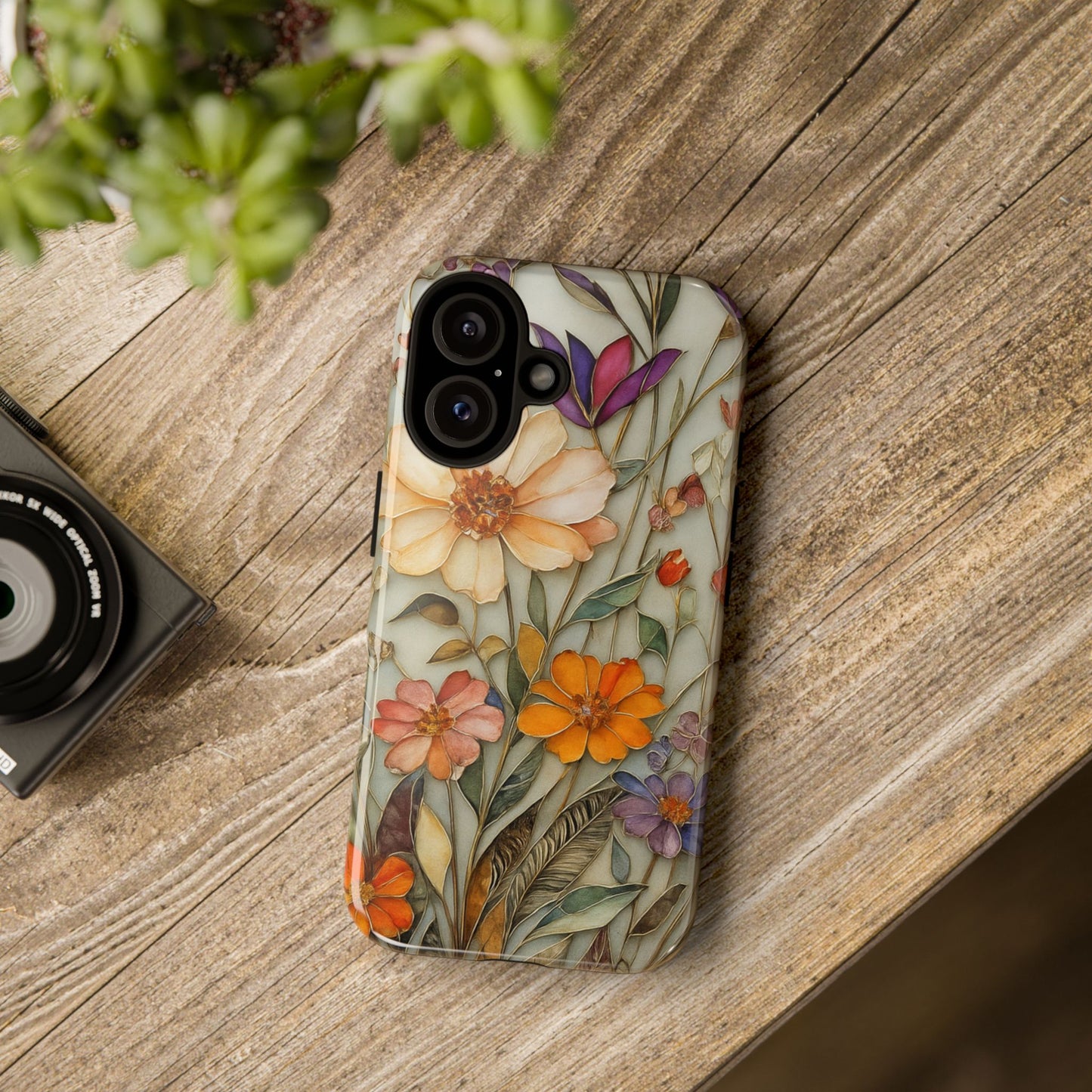 Phone case For iPhone & Samsung, Wildflower Mosaic MagSafe iPhone Case: Botanical Floral Design iPhone