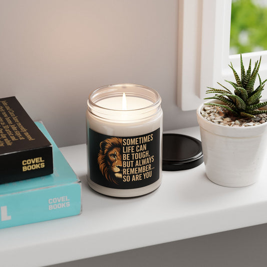 Inspirational Lion Scented Soy Candle | Motivational Gift, Home Decor, Relaxation, Mindfulness, Uplifting Quotes