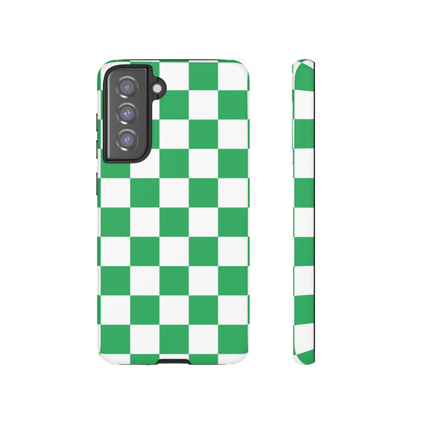 Green Checkered Phone Case, Phone Cases Samsung Galaxy S25, S25 Plus, S24, S24 Plus, S24 Ultra, S23, S22, S22 Plus, S21 Ultra, S21 FE, S20+