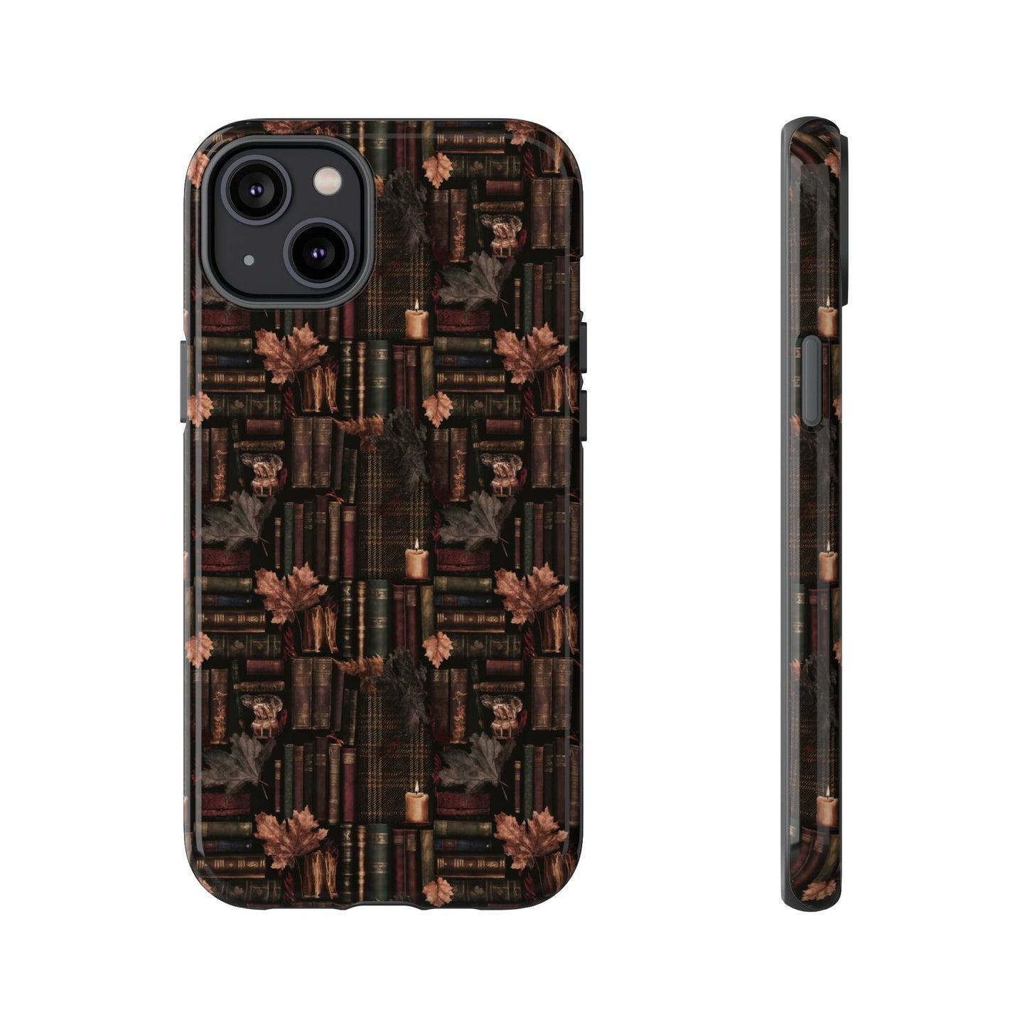 Gothic Phone Case Dark Academia Literary iPhone Samsung Cover with Books & Flowers, Phone case