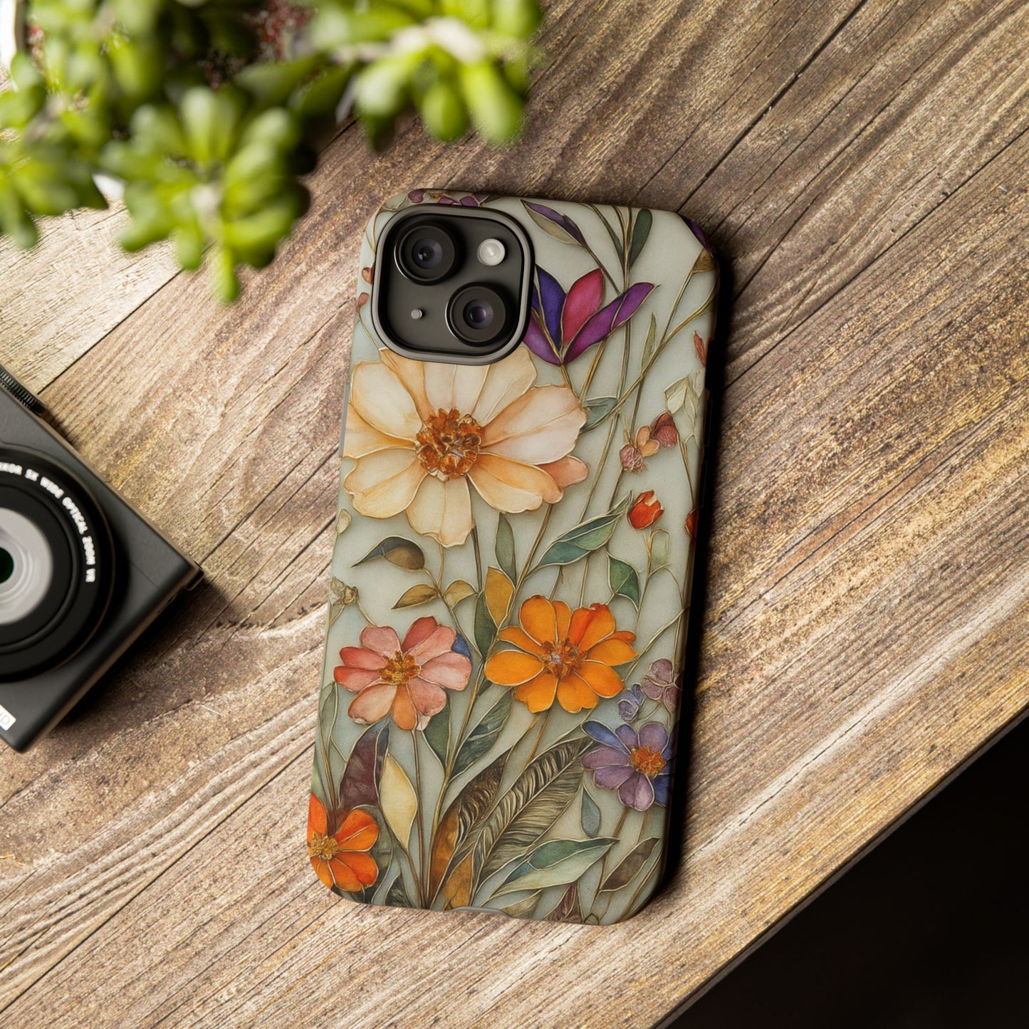 Phone case For iPhone & Samsung, Wildflower Mosaic MagSafe iPhone Case: Botanical Floral Design iPhone