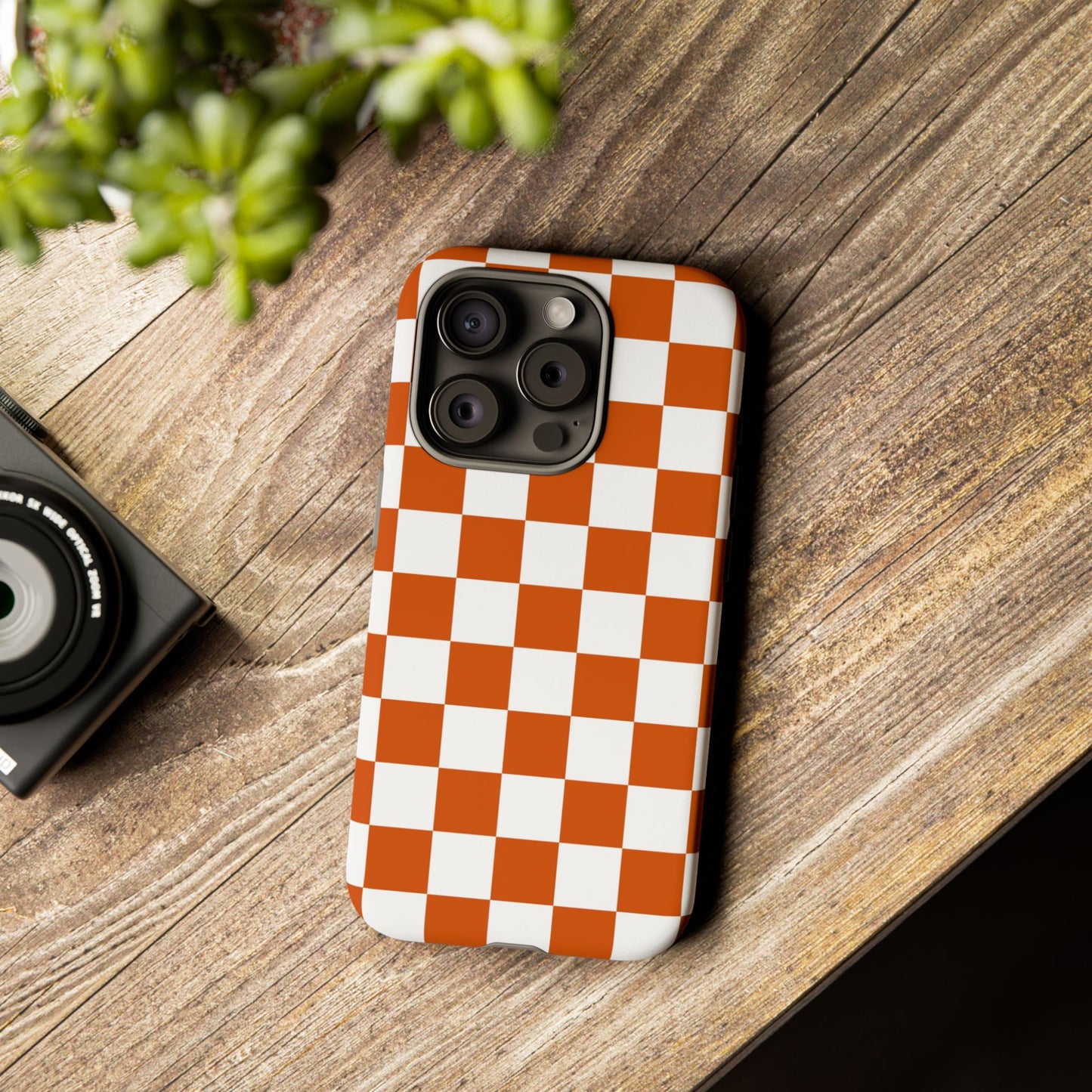 Checkered Phone Case, Checkered Phone Case - iPhone 17 16 15 14 13 12 11 Pro Max  - Trendy Black and Brown Checkerboard