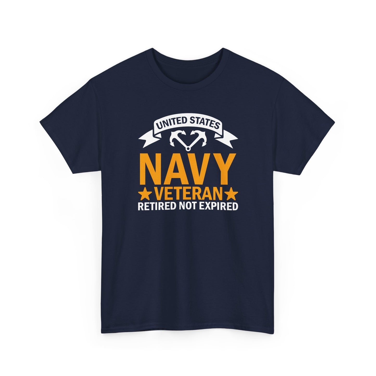 Navy Veteran Heavy Cotton T-Shirt, Gifts for Veterans, Memorial Day, Patriotic Apparel, Retired Not Expired, Gift for dad