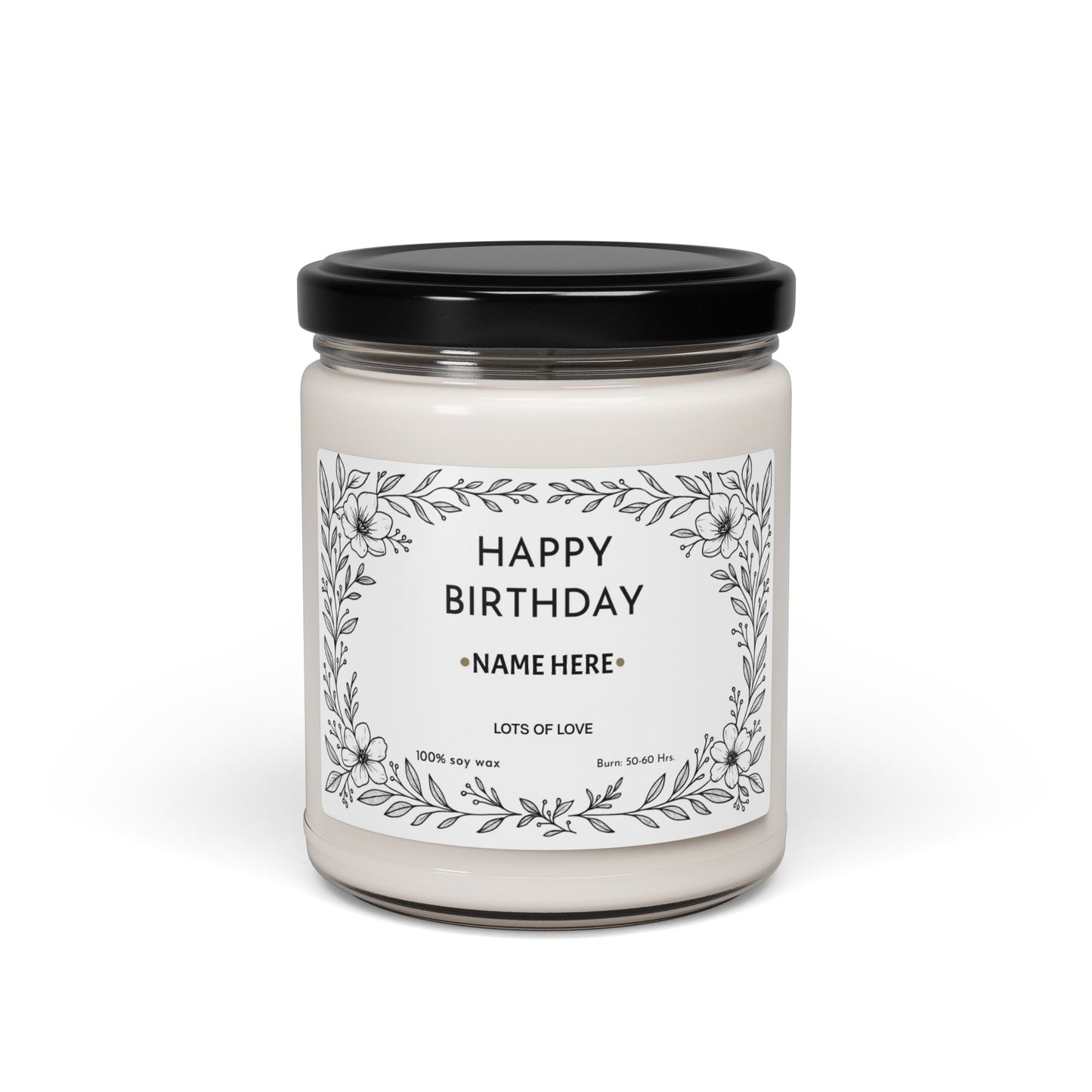 Personalized Birthday Scented Soy Candle, Gift for Her, Candle Gift with Name for Her Friend Sister Mum Nanny Add Your Custom Text