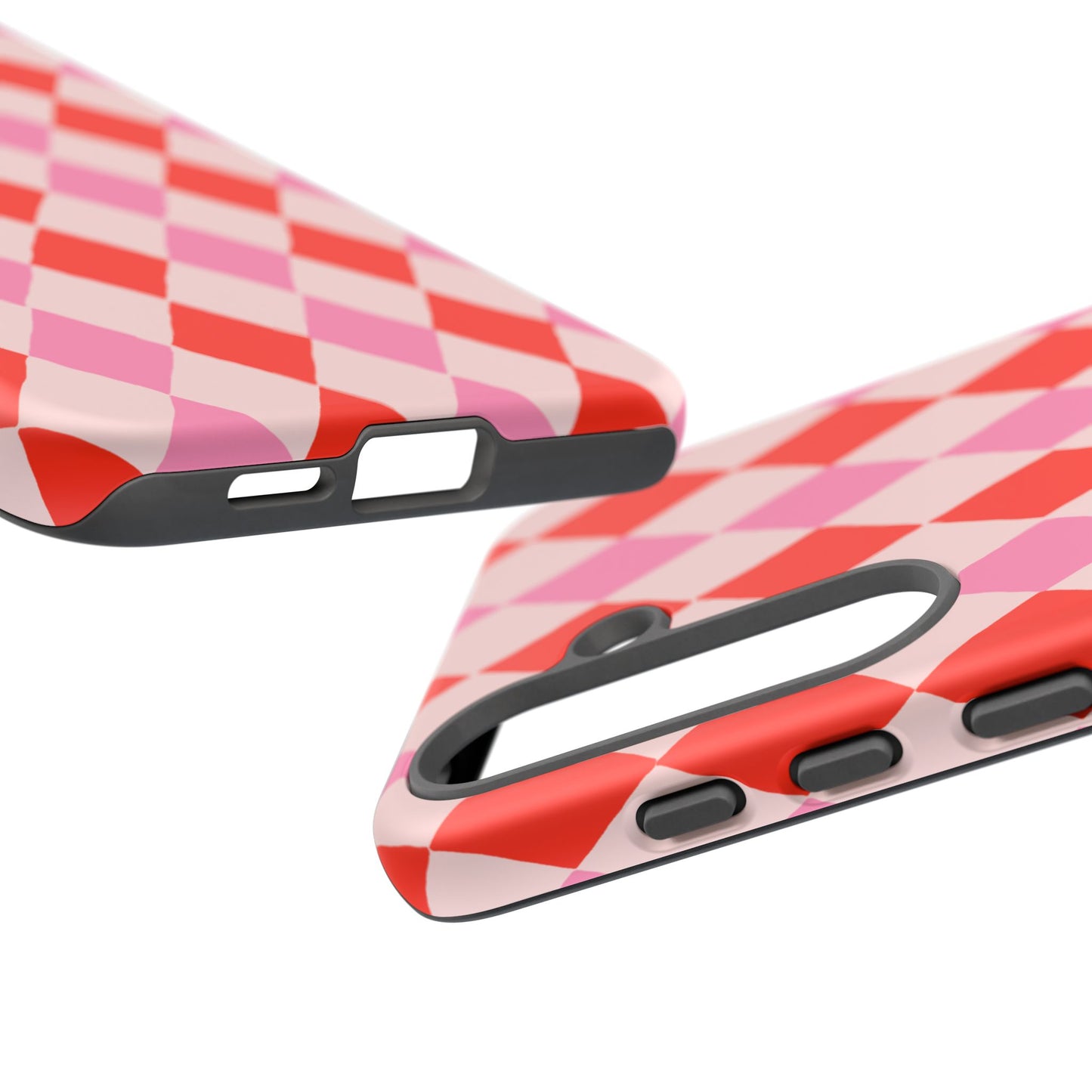 Tough Cases with Red Pink Diamonds, Retro Checkerboard iPhone Case And Samsung Case, Slim Fit Phone Case, Stylish Gift