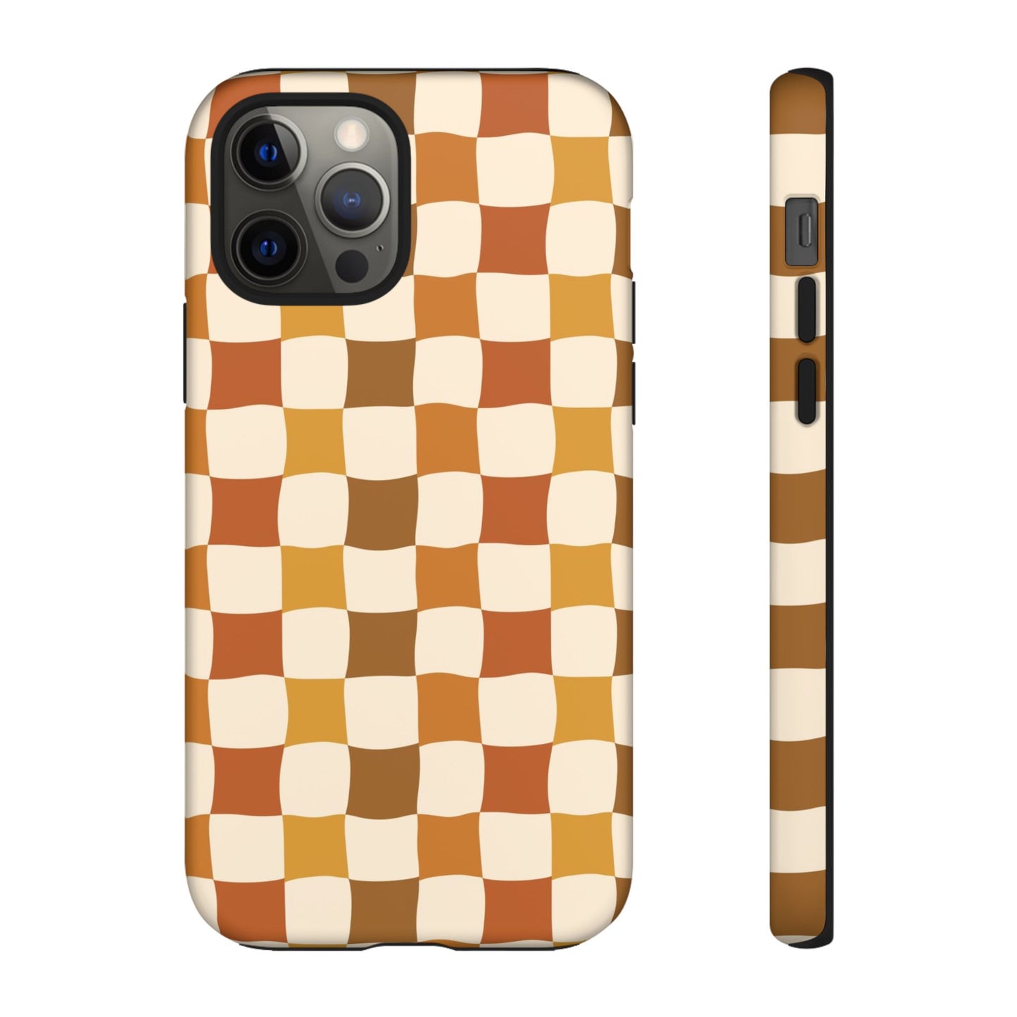 Boho Checked Phone Case, Checkerboard Design, Durable Protection, Phone Cover, Phone case For iPhone and Samsung, Trendy Phone Cover