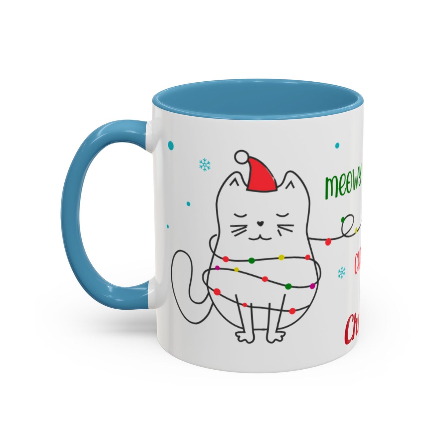 Personalized Meowy Christmas Accent Mug, Funny Holiday Coffee Cup, Cat Lover Gift, Festive Drinkware, Christmas Decor, Personalized Mug