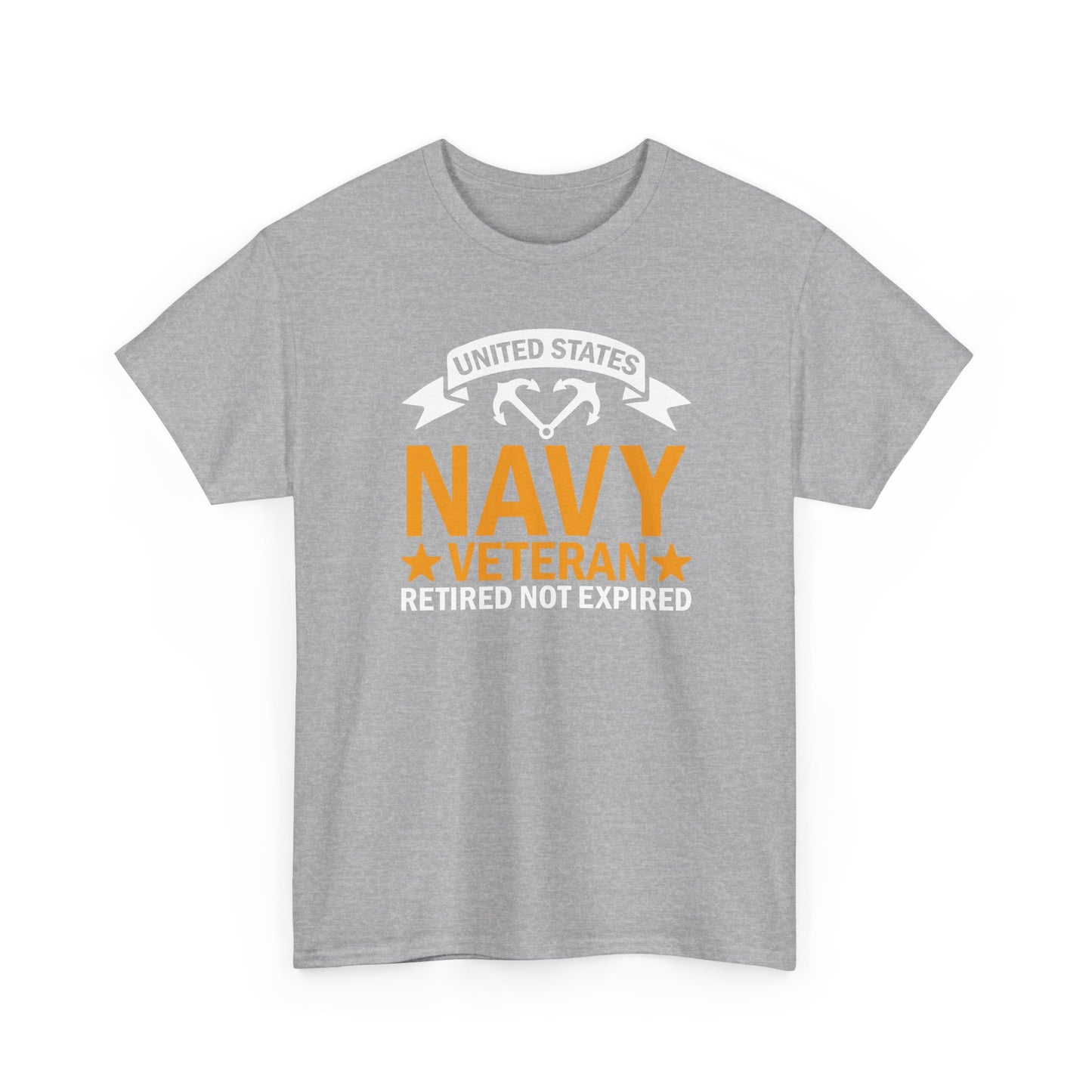 Navy Veteran Heavy Cotton T-Shirt, Gifts for Veterans, Memorial Day, Patriotic Apparel, Retired Not Expired, Gift for dad