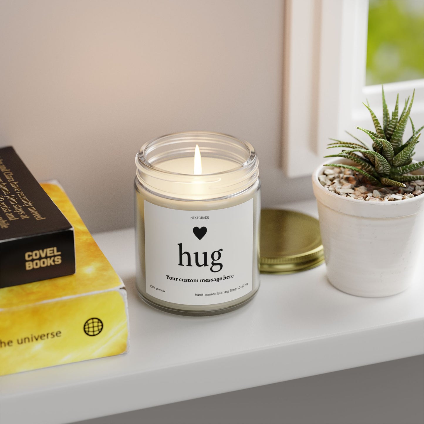 Personalized Soy Wax Scented Candle, Send a Hug Candle, Coconut Apricot Wax, Hug Candle, Ideal Gift for Friends, Home Decor, Cozy Atmosphere