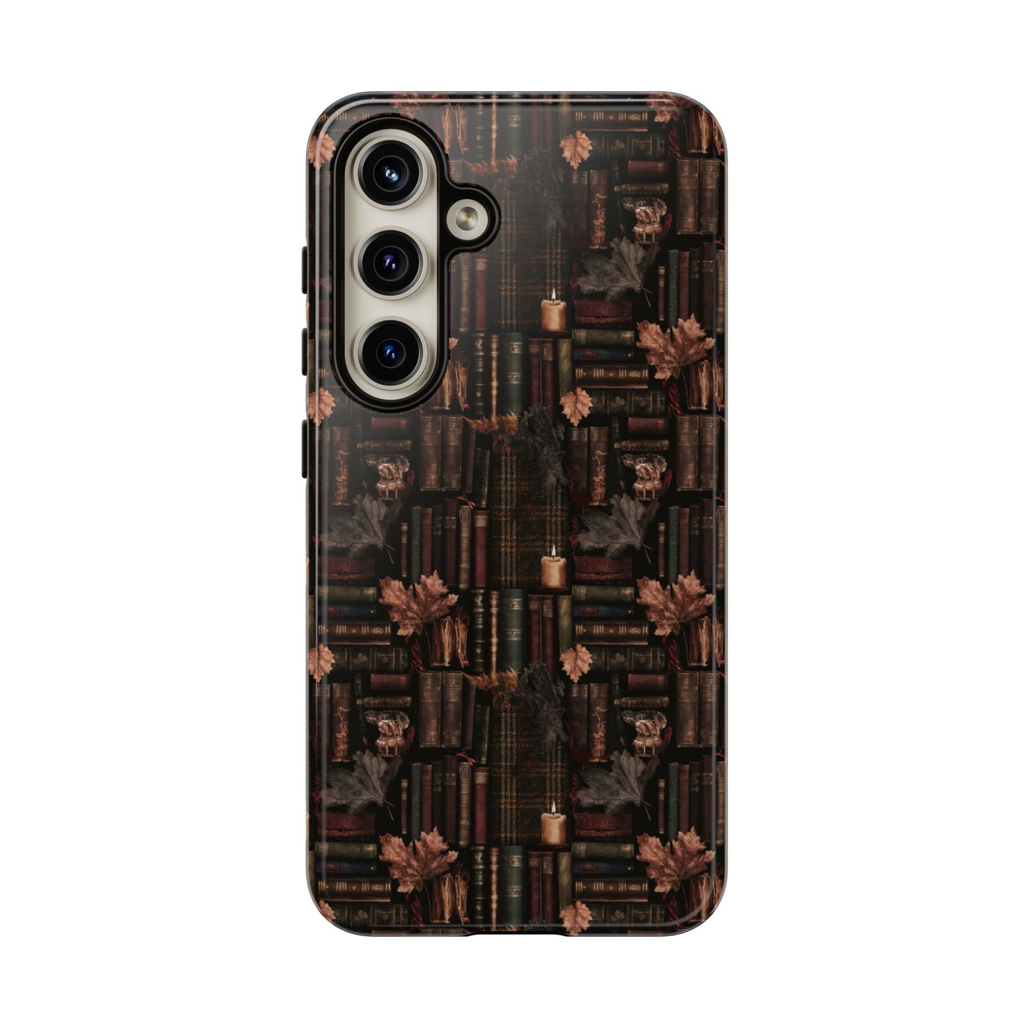 Gothic Phone Case Dark Academia Literary iPhone Samsung Cover with Books & Flowers, Phone case