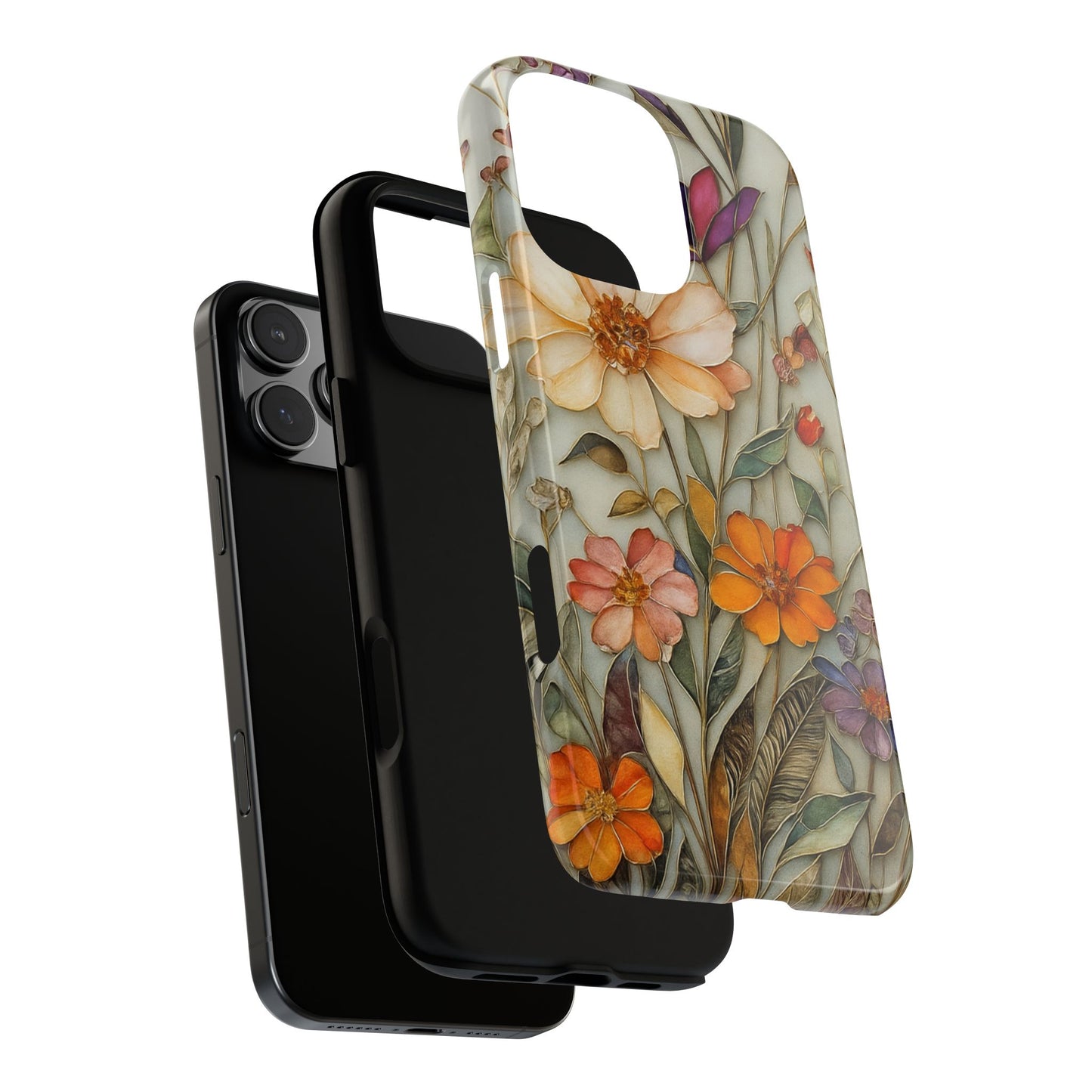Phone case For iPhone & Samsung, Wildflower Mosaic MagSafe iPhone Case: Botanical Floral Design iPhone
