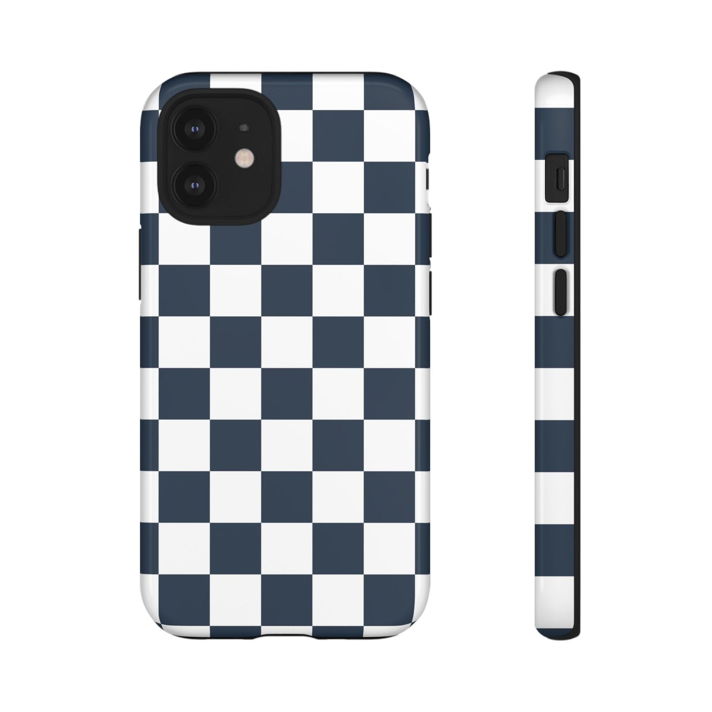 Navy Checkerboard Phone Case, iPhone 17 Pro, 17, 16, 15, 14, 13, 12, 11, X, XR, XS MAX, Tough Case for iPhone