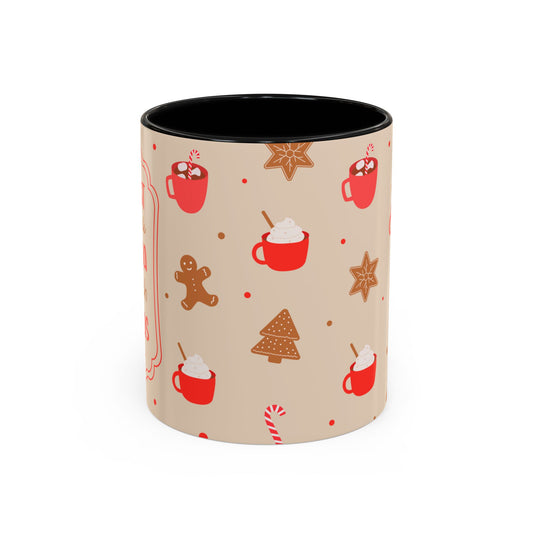 Festive Accent Coffee Mug, Holiday Gift, Hot Chocolate Lover, Christmas Decor, Winter Vibes, Cozy Mugs, Gift for her