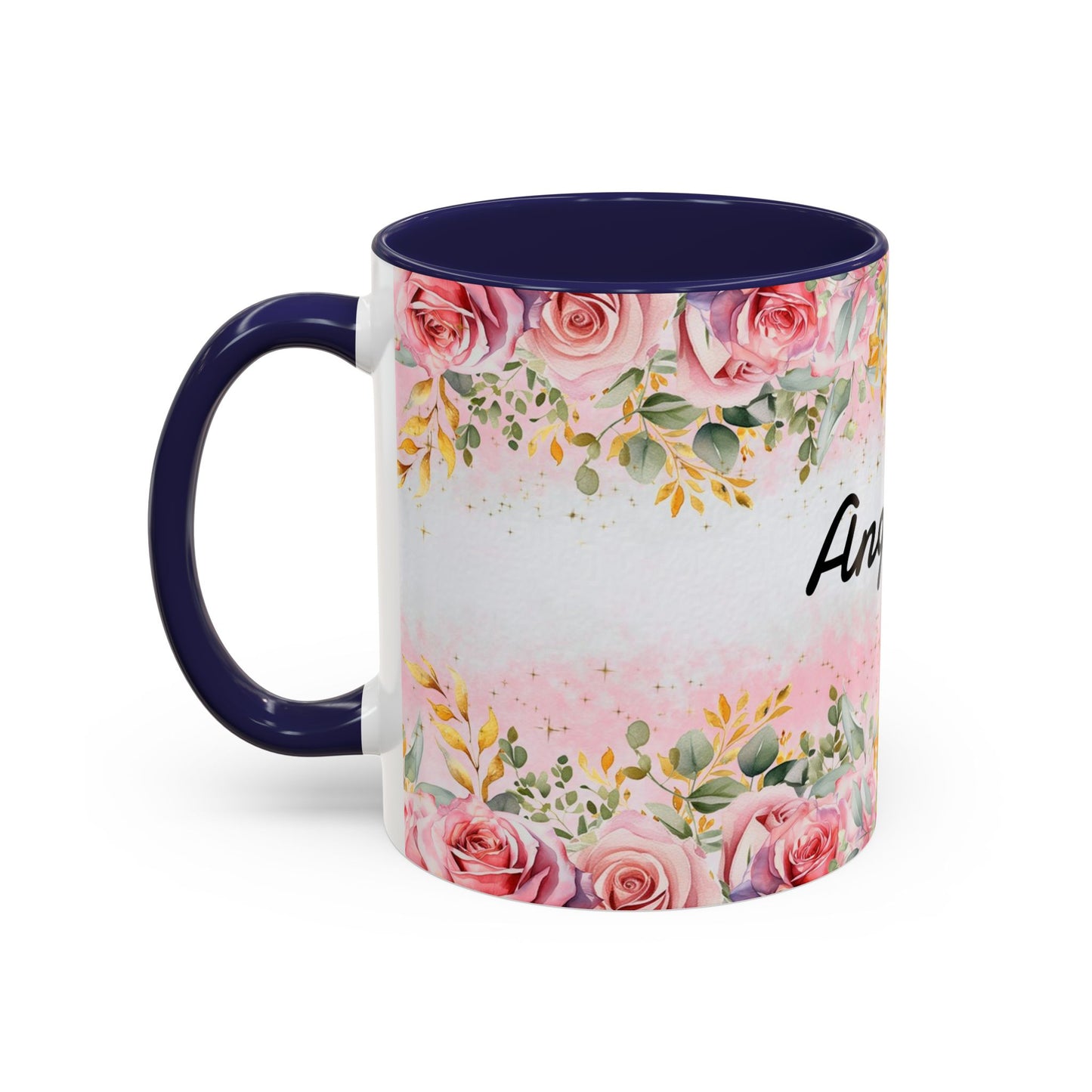 Personalized Floral Accent Coffee Mug, Custom Gift for Her, Birthday Mug, Floral Drinkware, Mother's Day Gift
