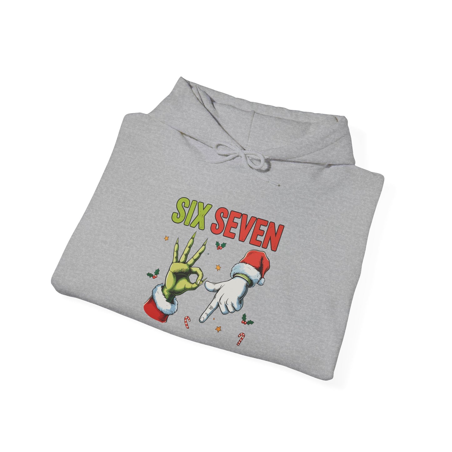 Funny Six Seven Christmas Hoodie | Santa Hands Holiday Pullover | Unisex Cozy Christmas Sweatshirt | Funny Holiday Gift for Men Women