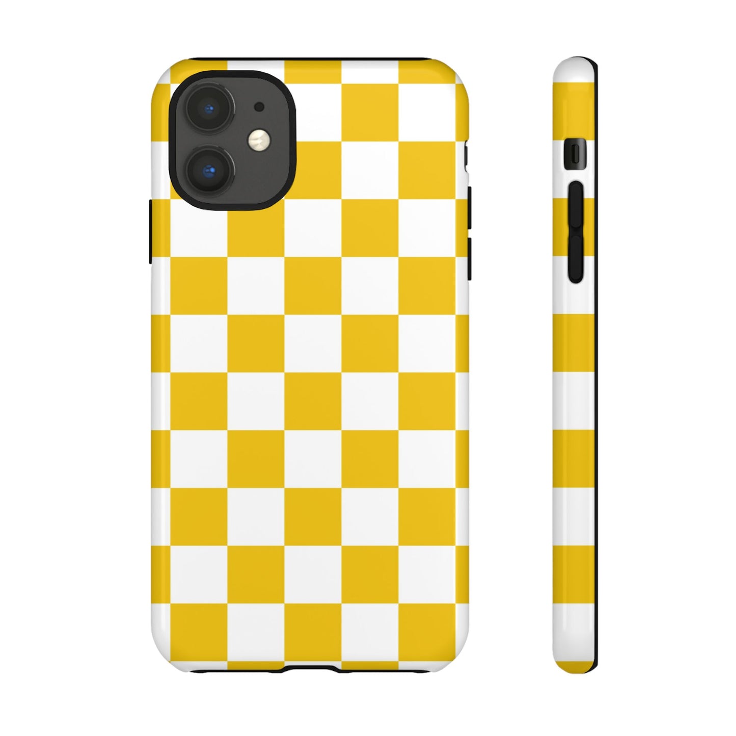 Yellow Checkered Phone Case - iPhone 17 Pro, 17, 16, 15, 14, 13, 12, 11, X, XR, XS MAX, Gift for Friends