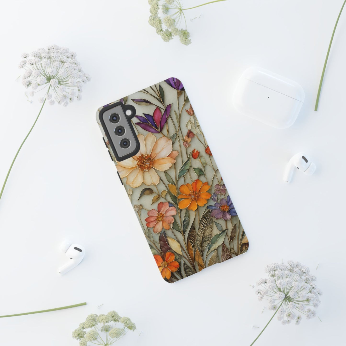 Phone case For iPhone & Samsung, Wildflower Mosaic MagSafe iPhone Case: Botanical Floral Design iPhone